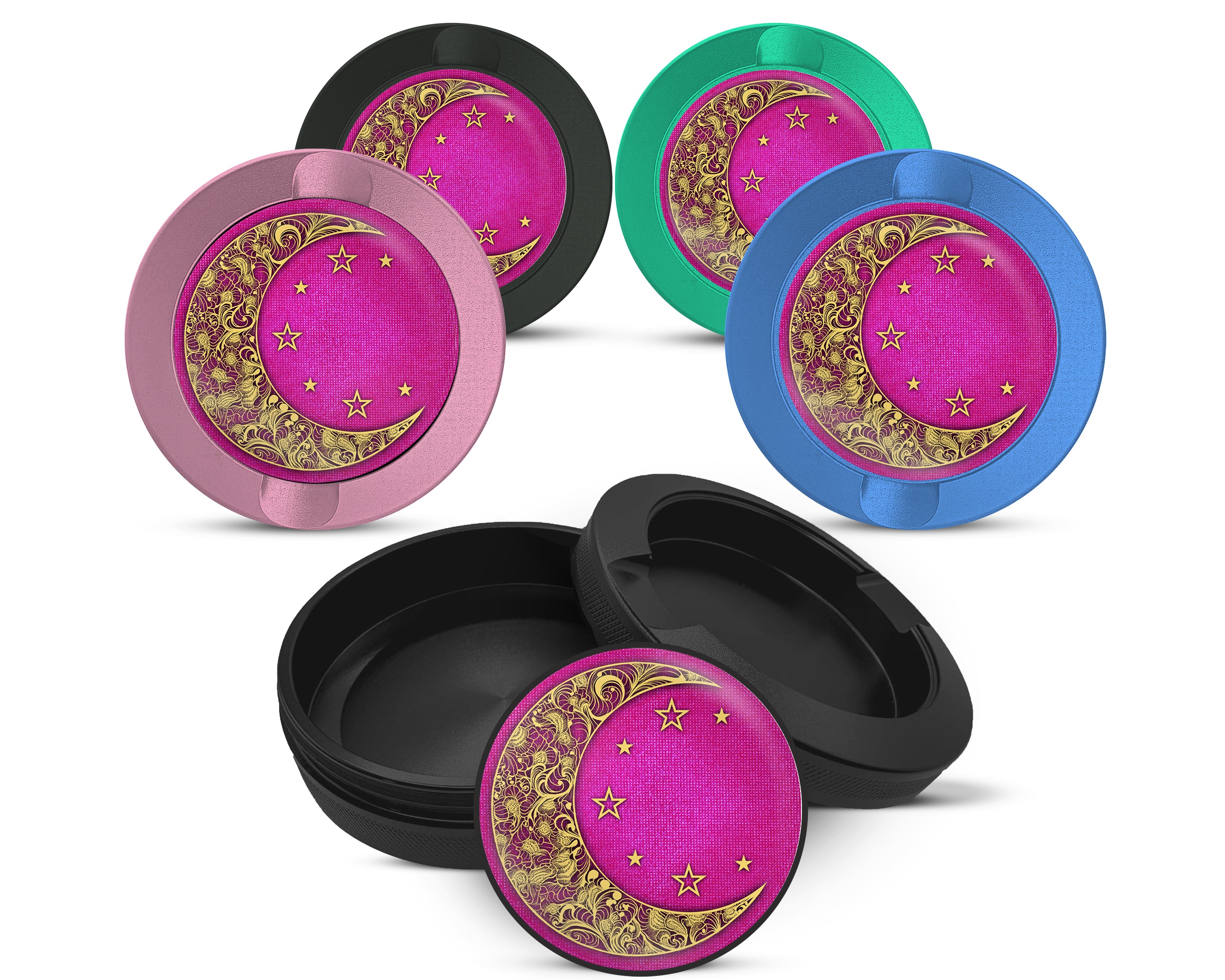 Snus Storage Case Girly Pink Crescent Moon and Stars 