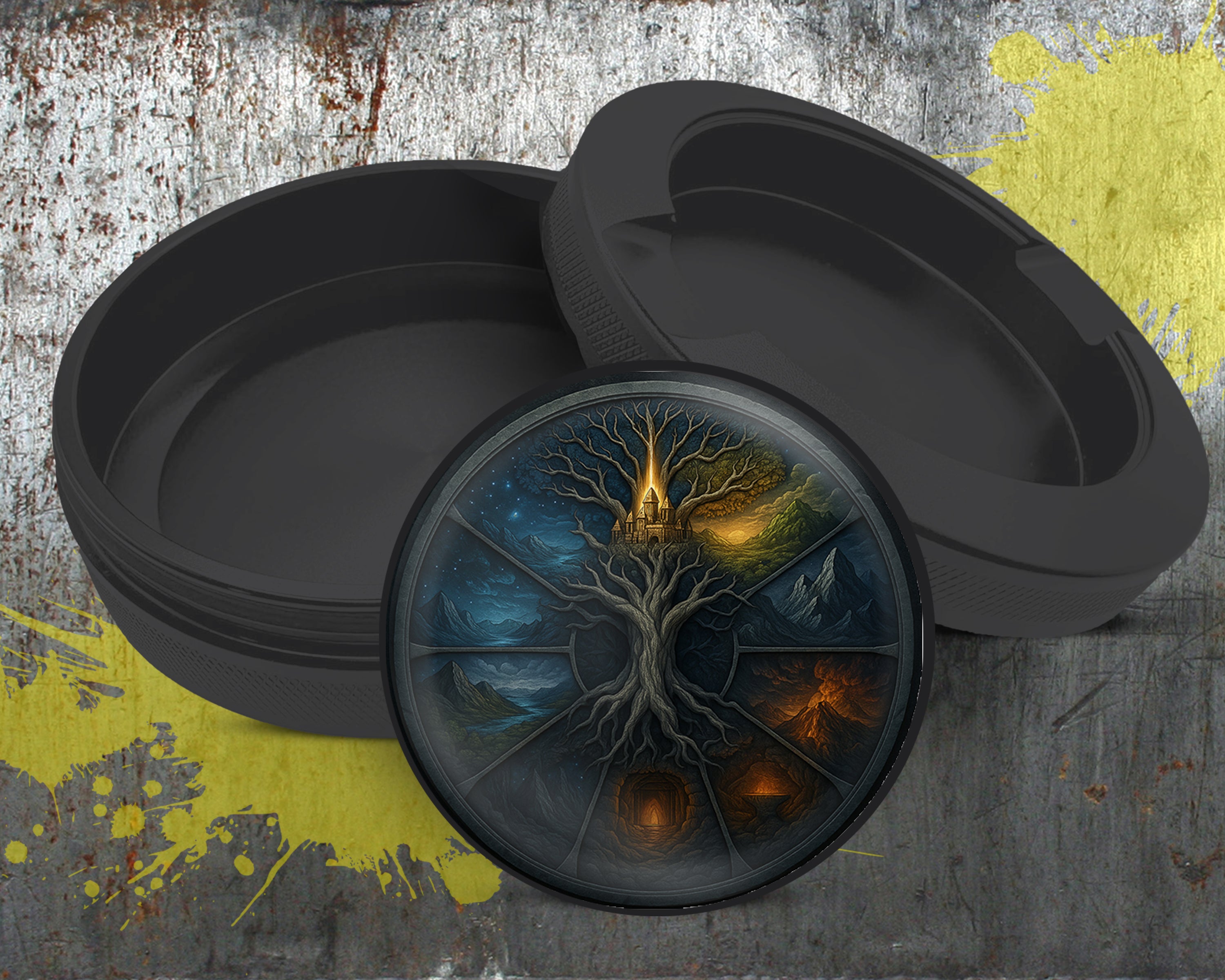 Yggdrasil Nine Realms Wheel Snus Storage Case Bottle Opener