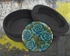 Blue Vintage Rose Pattern Traditional Style Snus Storage Case Bottle Opener