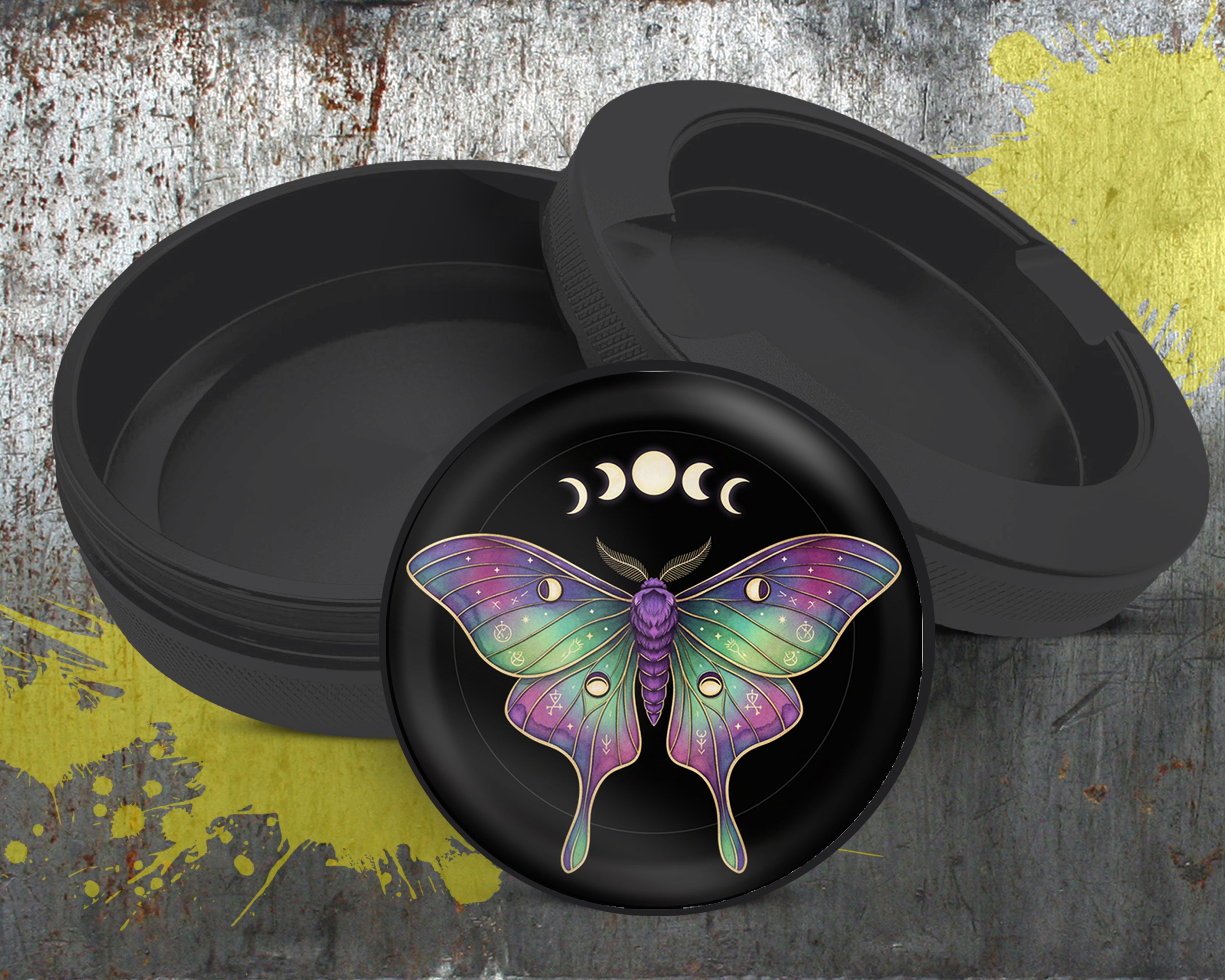 Lunar Phases Cosmic Moth Snus Storage Case Bottle Opener
