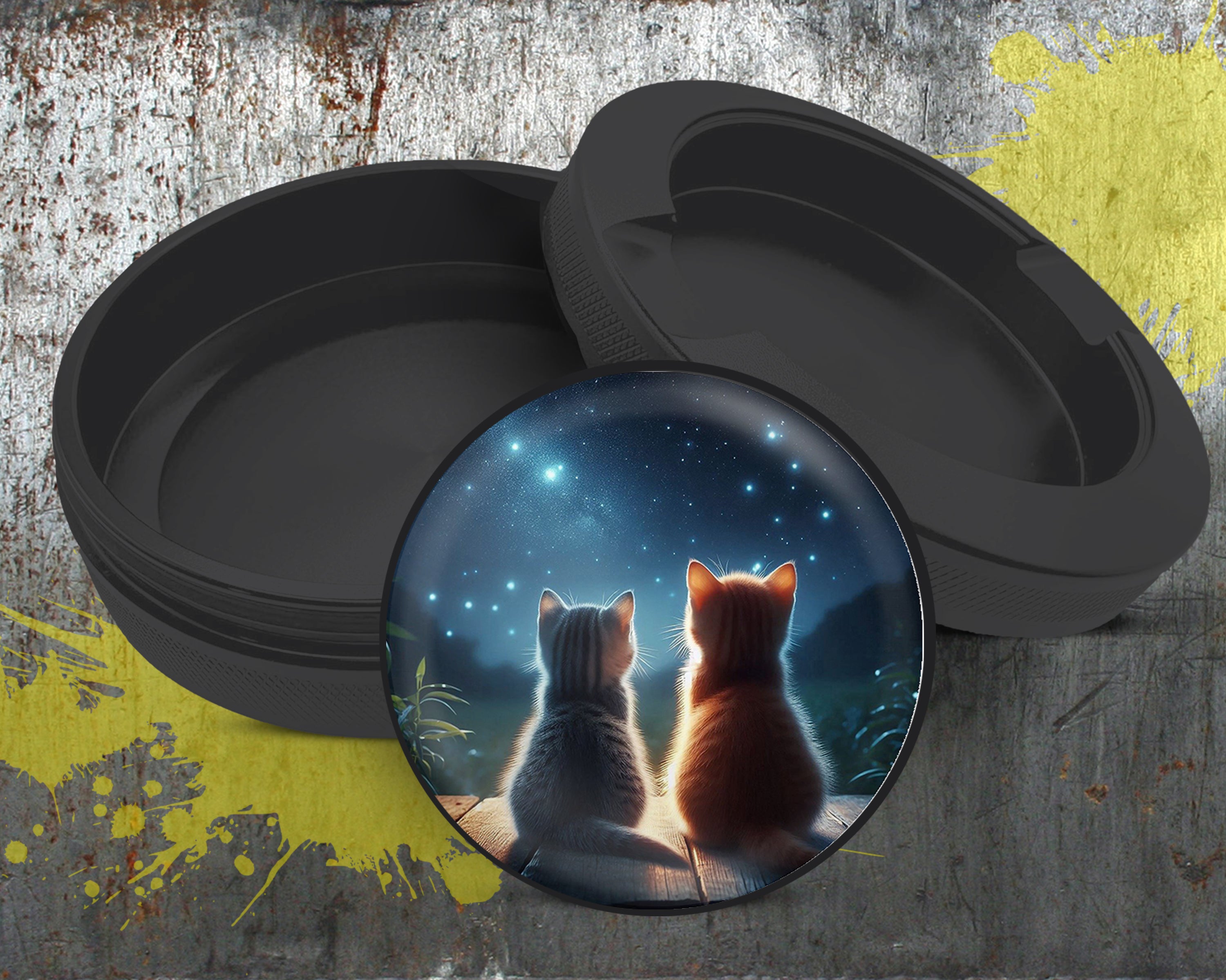 Cute Cats Staring At The Night Snus Storage Case Bottle Opener