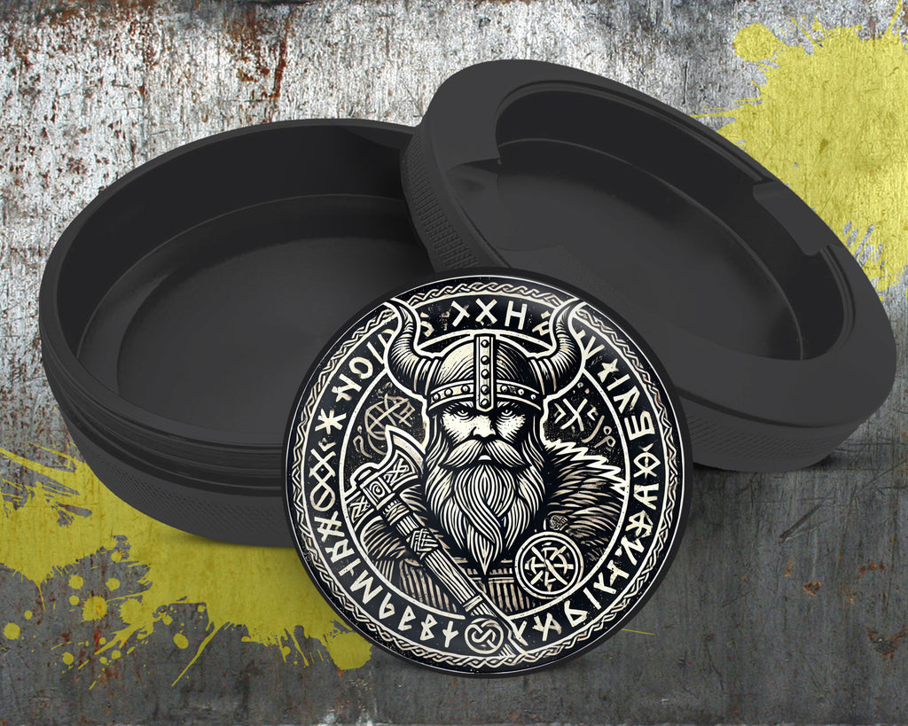 Viking Warrior Axe and Runes Snus Storage Case Bottle Opener