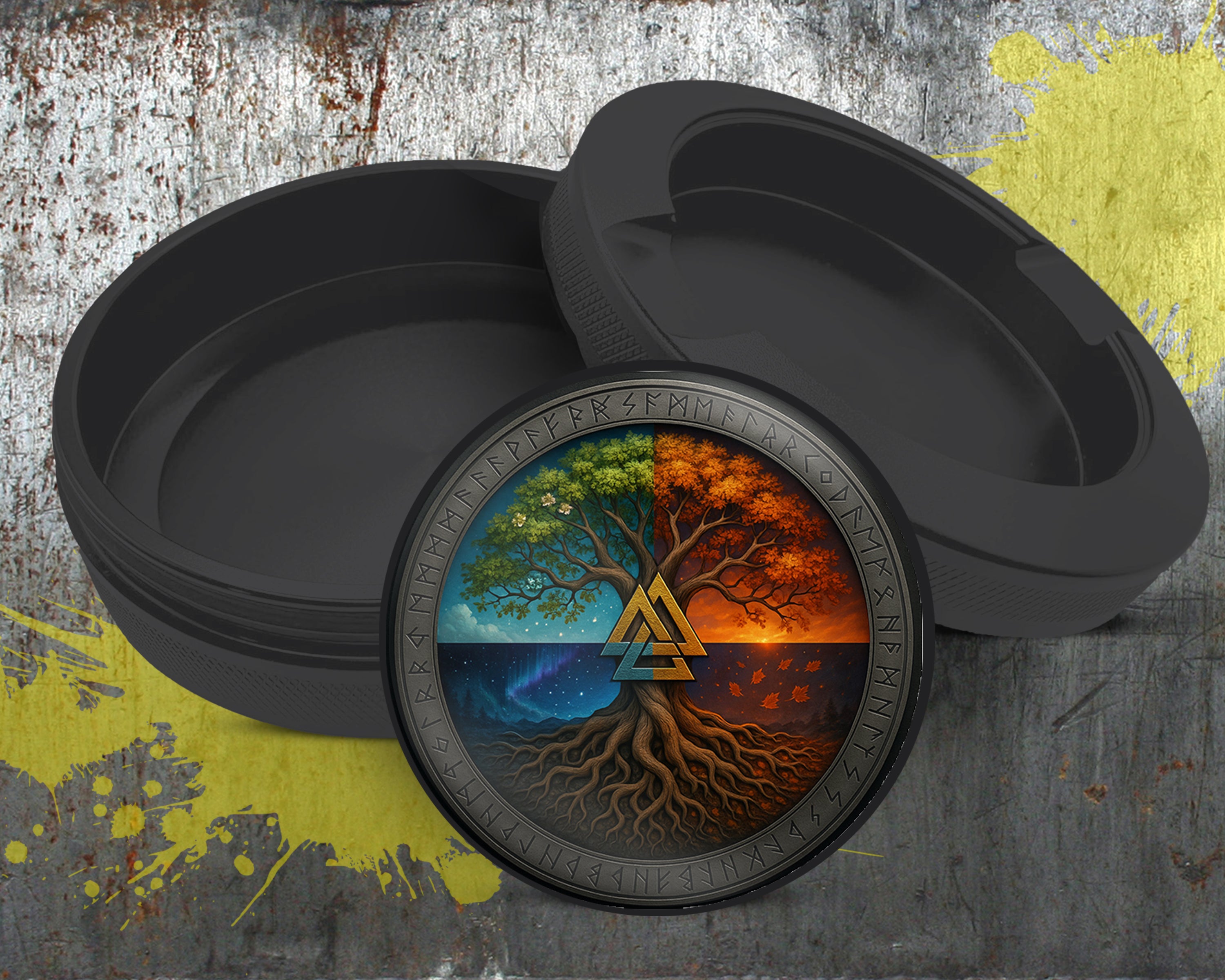 Valknut Tree of Seasons Snus Storage Case Bottle Opener