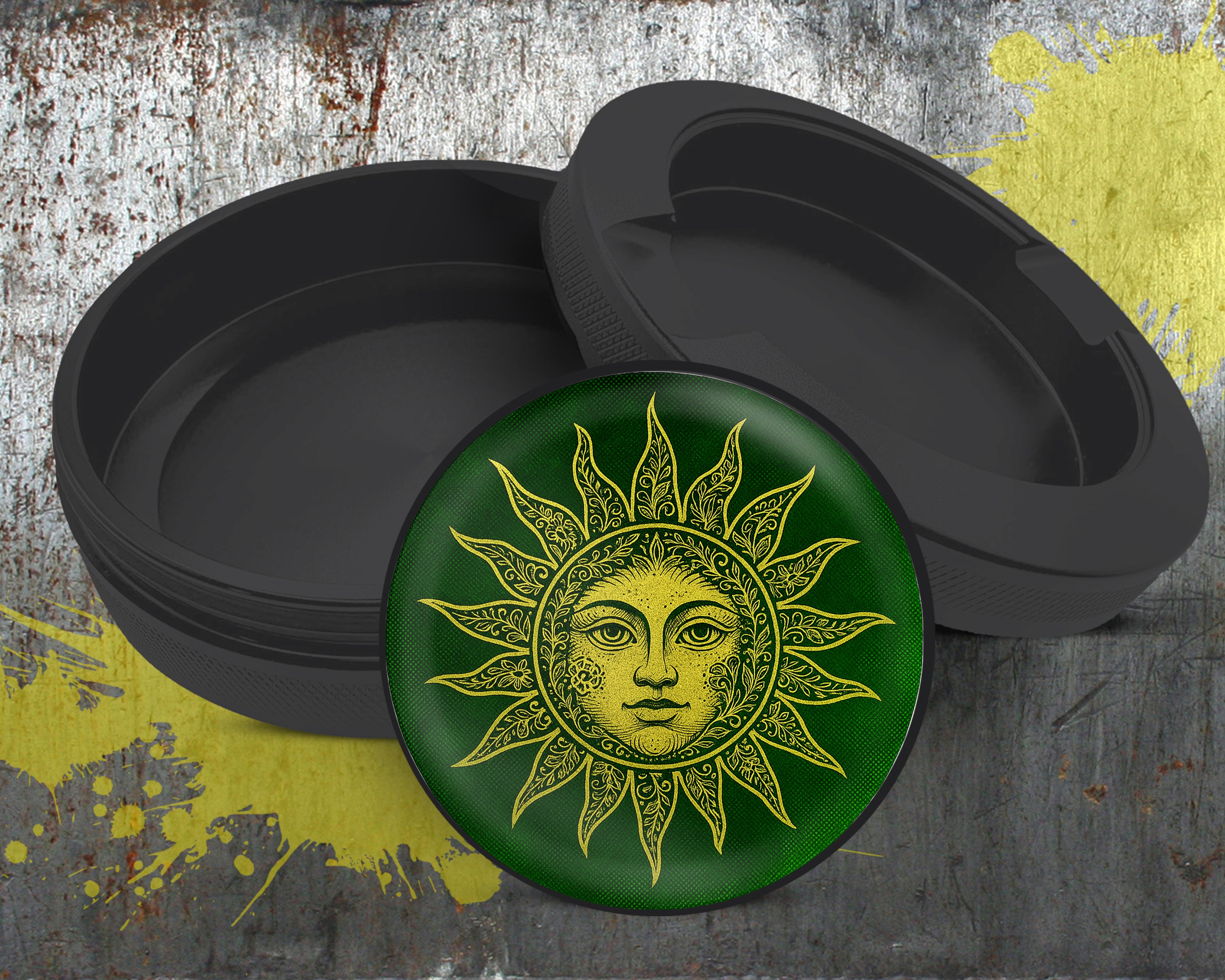 Golden Intricate Sun Snus Storage Case Bottle Opener