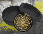 Mandala Grinder Black And Gold Snus Storage Case Bottle Opener