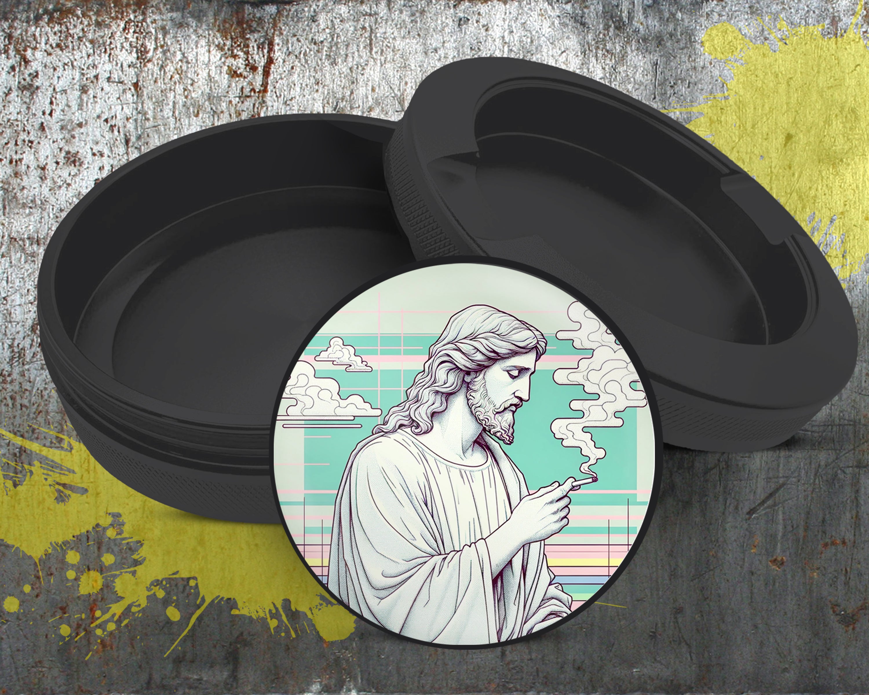 Jesus With Cig Vaporwave Snus Storage Case Bottle Opener