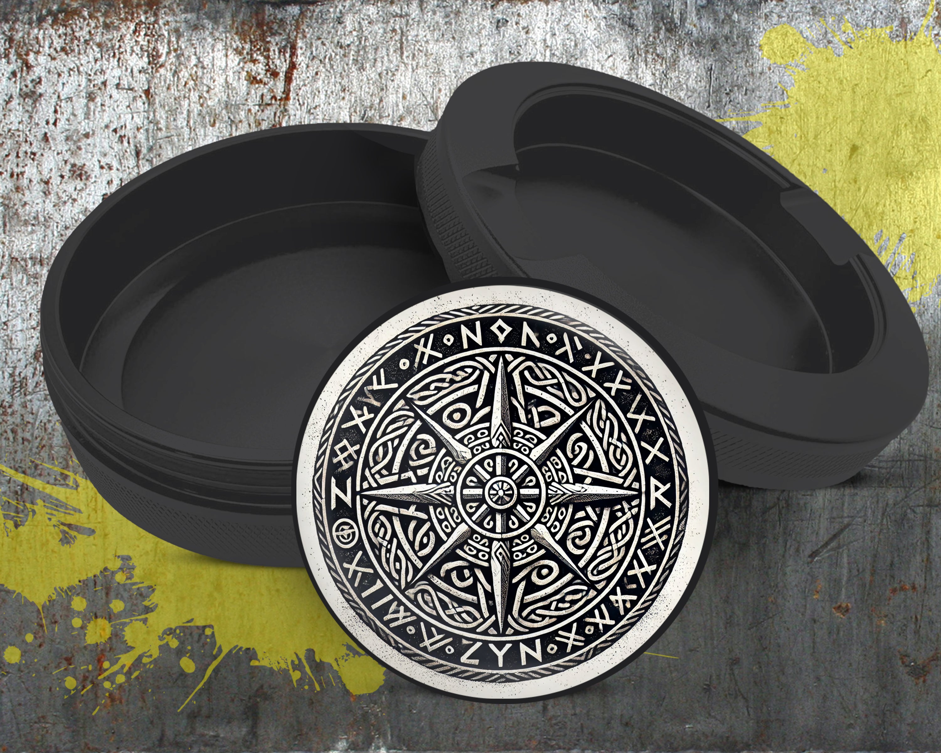 Nordic Compass Rune Emblem Snus Storage Case Bottle Opener