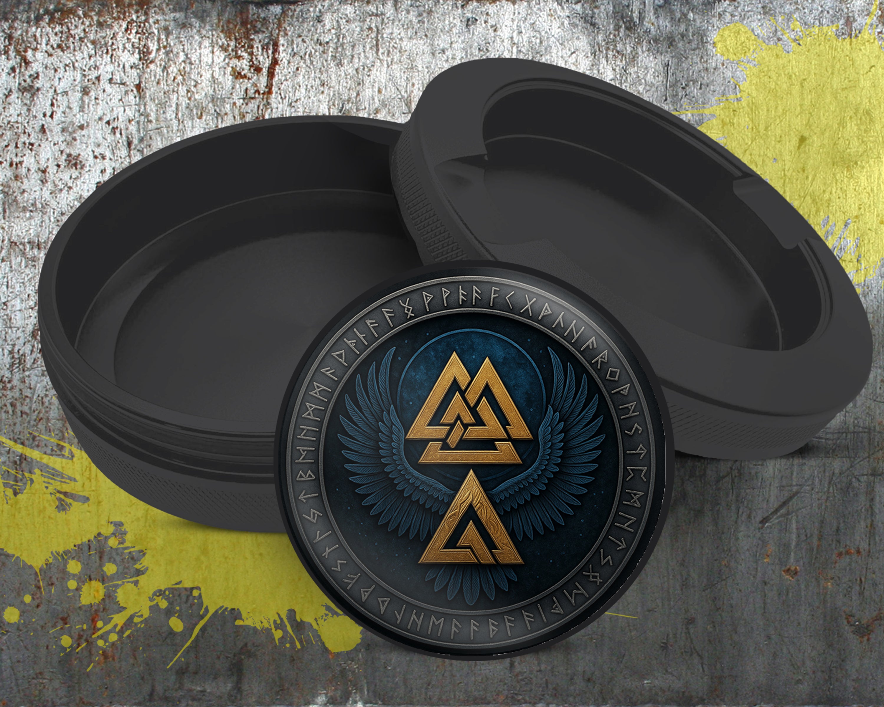 Valknut Wings Norse Emblem Snus Storage Case Bottle Opener