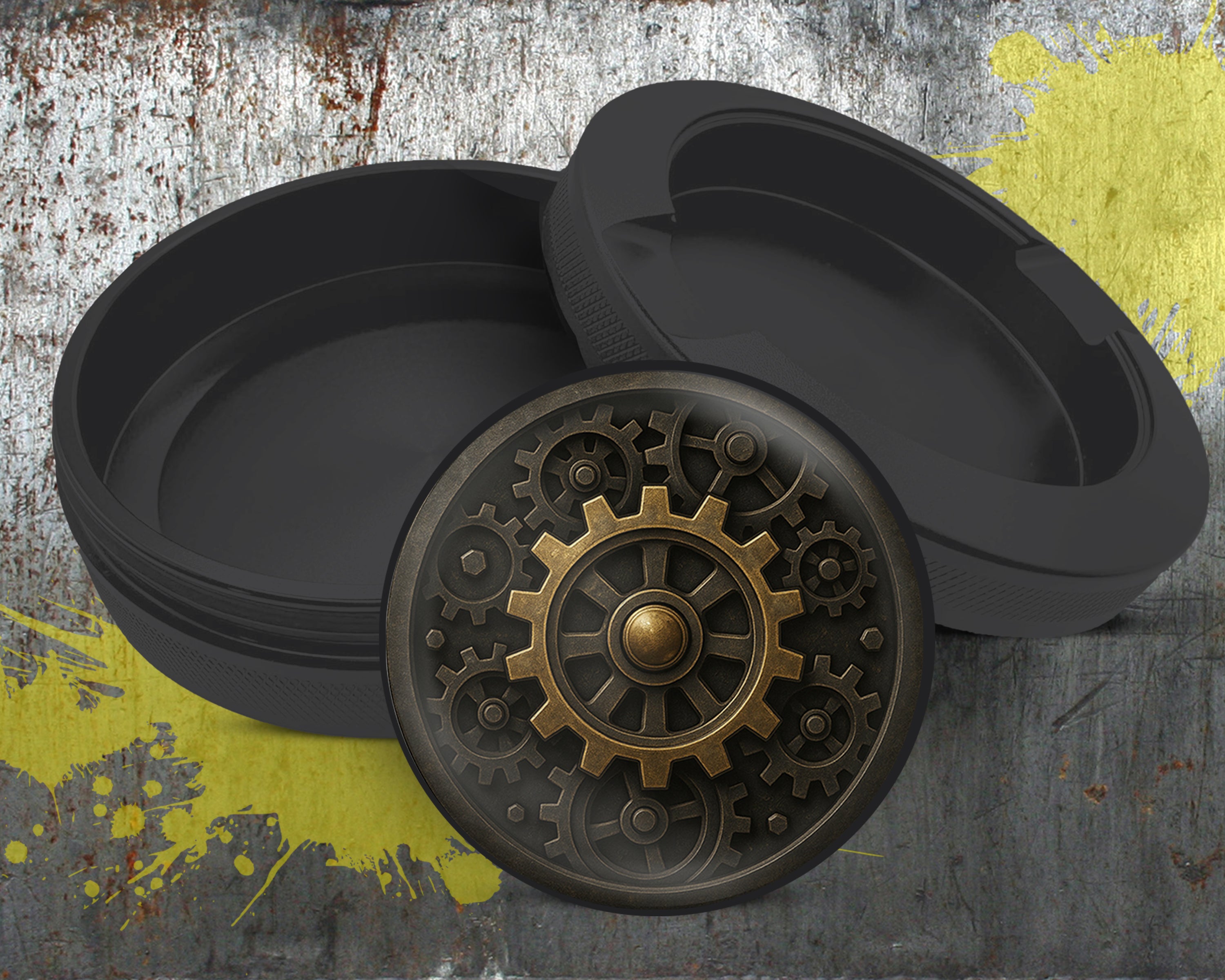 Steampunk Gear Clockwork Circle Art Snus Storage Case Bottle Opener