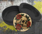 Skull with Red Roses Tattoo Flash Style Snus Storage Case Bottle Opener
