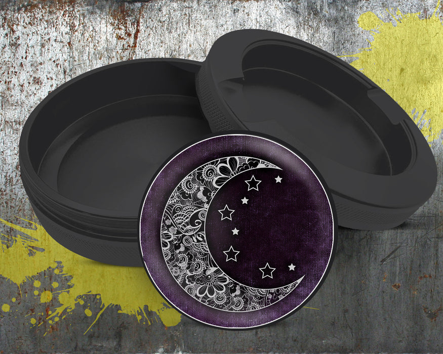 Purple Crescent Moon and Stars Snus Storage Case Bottle Opener