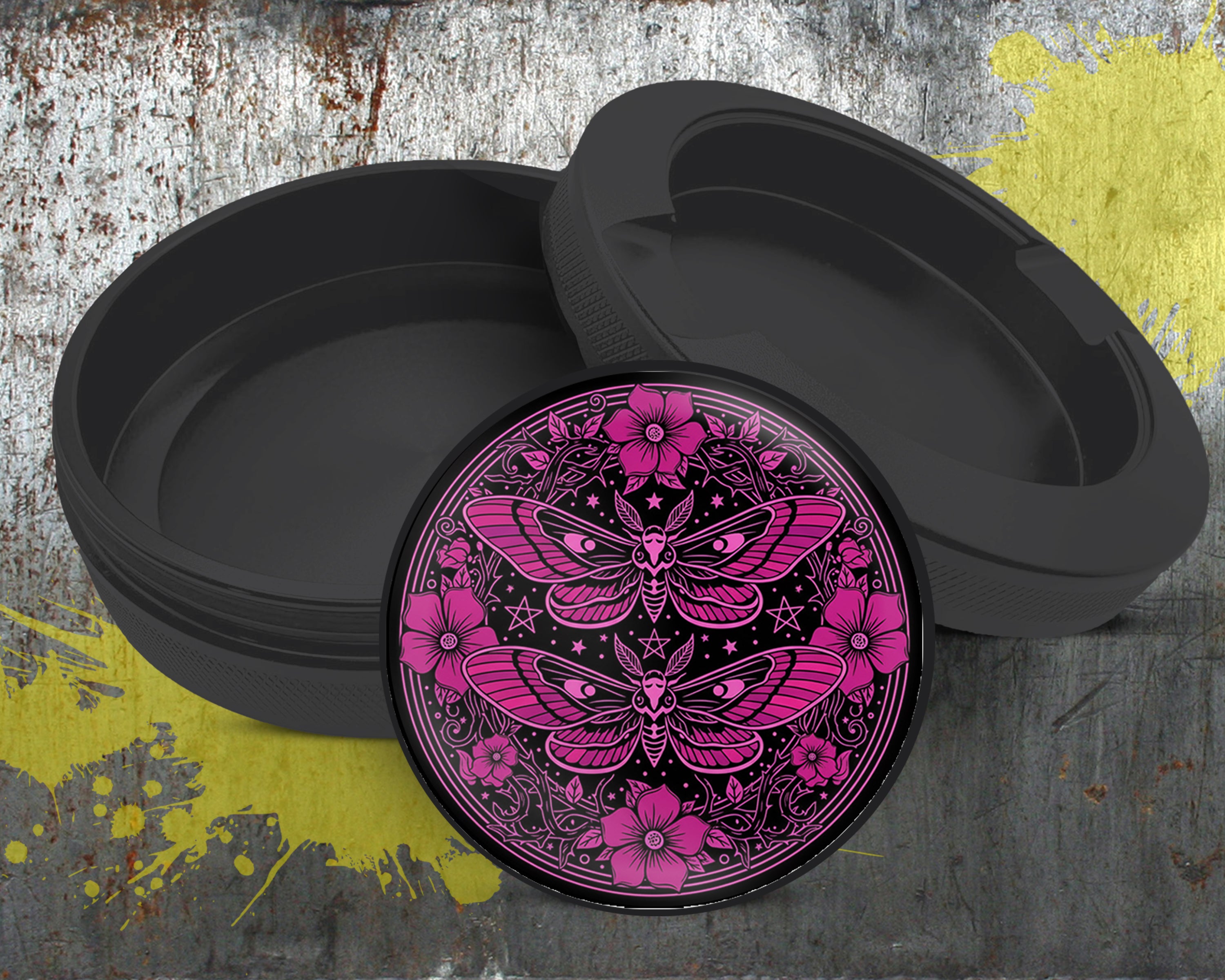 Gothic Moth Magic Mandala Snus Storage Case Bottle Opener