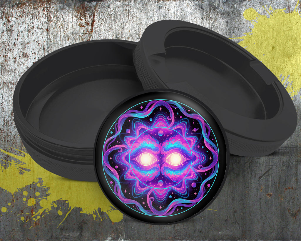 Psychedelic Cosmic Sun Face Snus Storage Case Bottle Opener