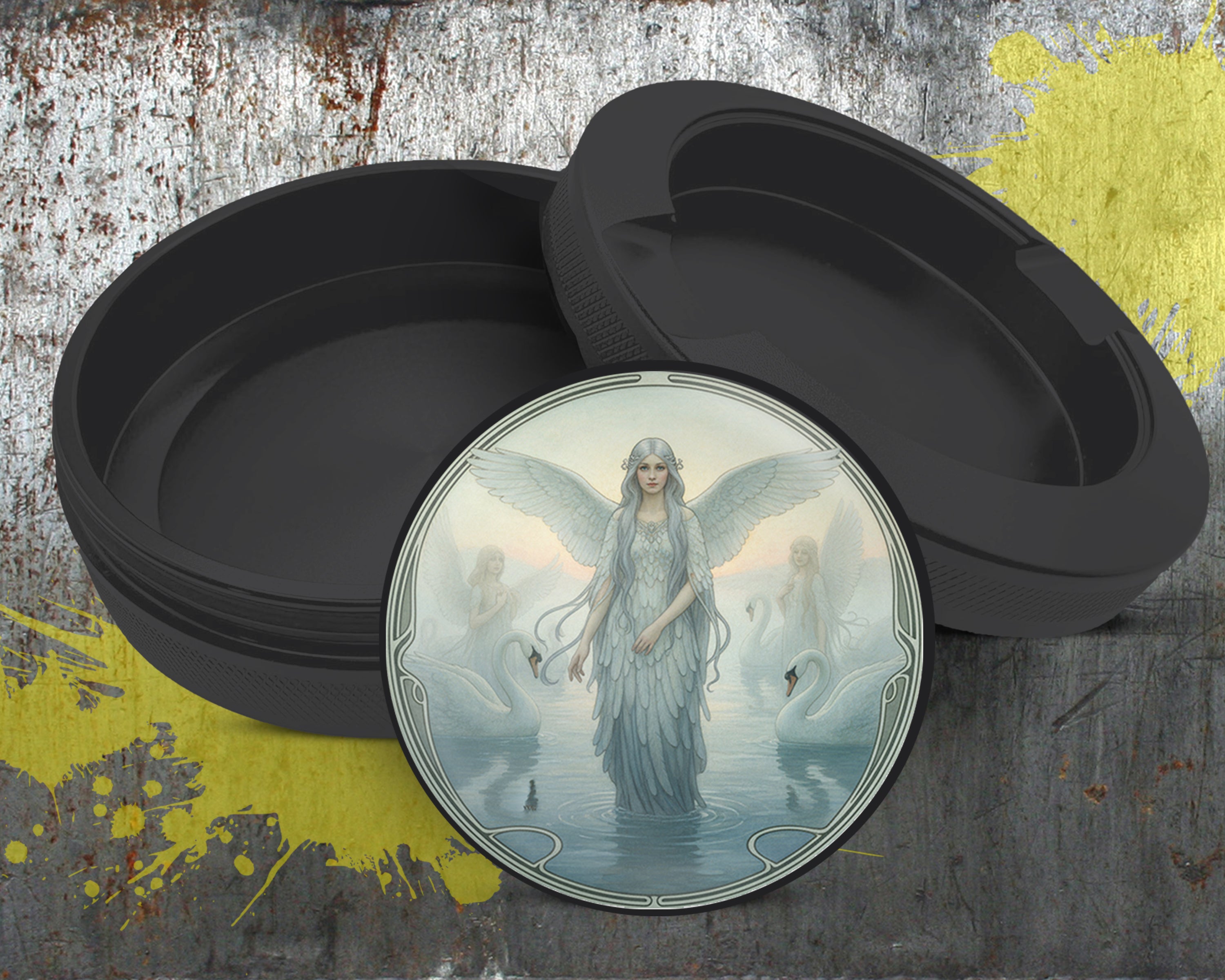 Art Nouveau Swan Angelic Vision Snus Storage Case Bottle Opener