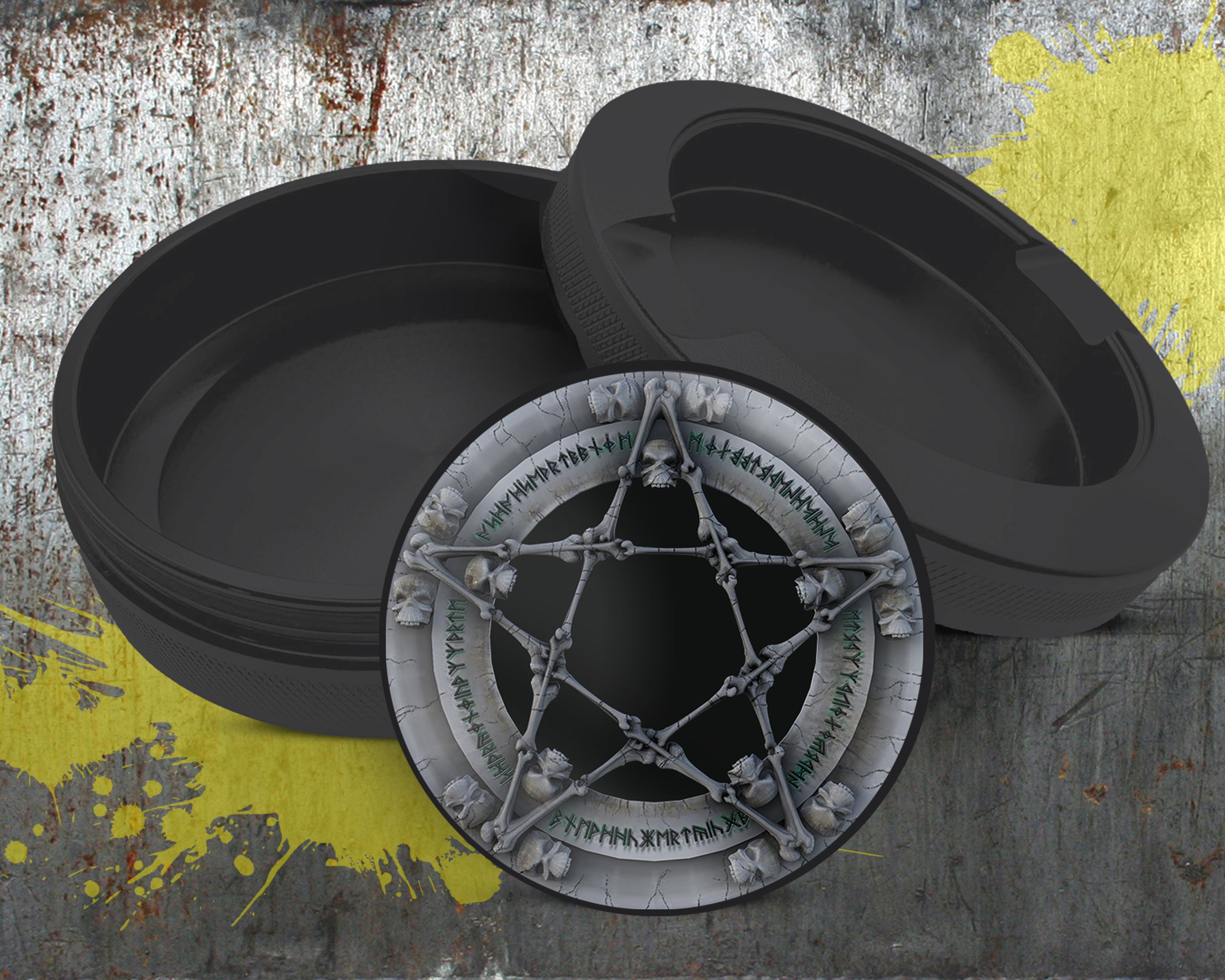 Skull & Bones Pentagram Snus Storage Case Bottle Opener