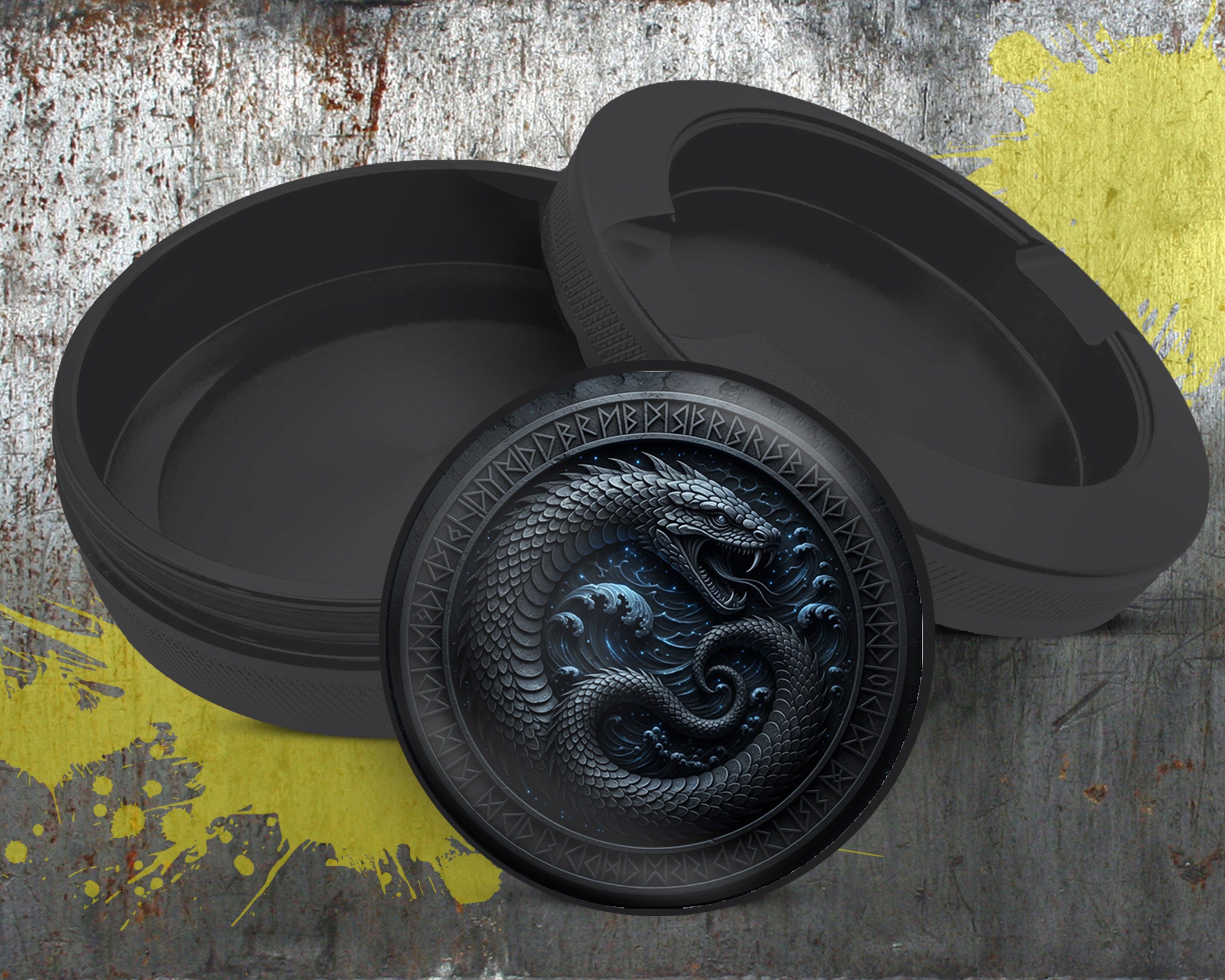 Runic Sea Serpent Emblem Snus Storage Case Bottle Opener