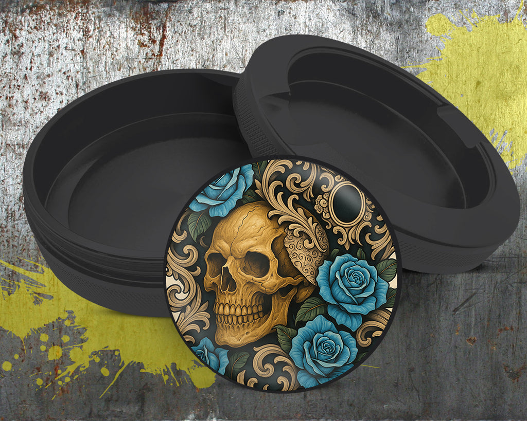 Gothic Skull with Roses and Chains Tattoo Aesthetic Snus Storage Case Bottle Opener