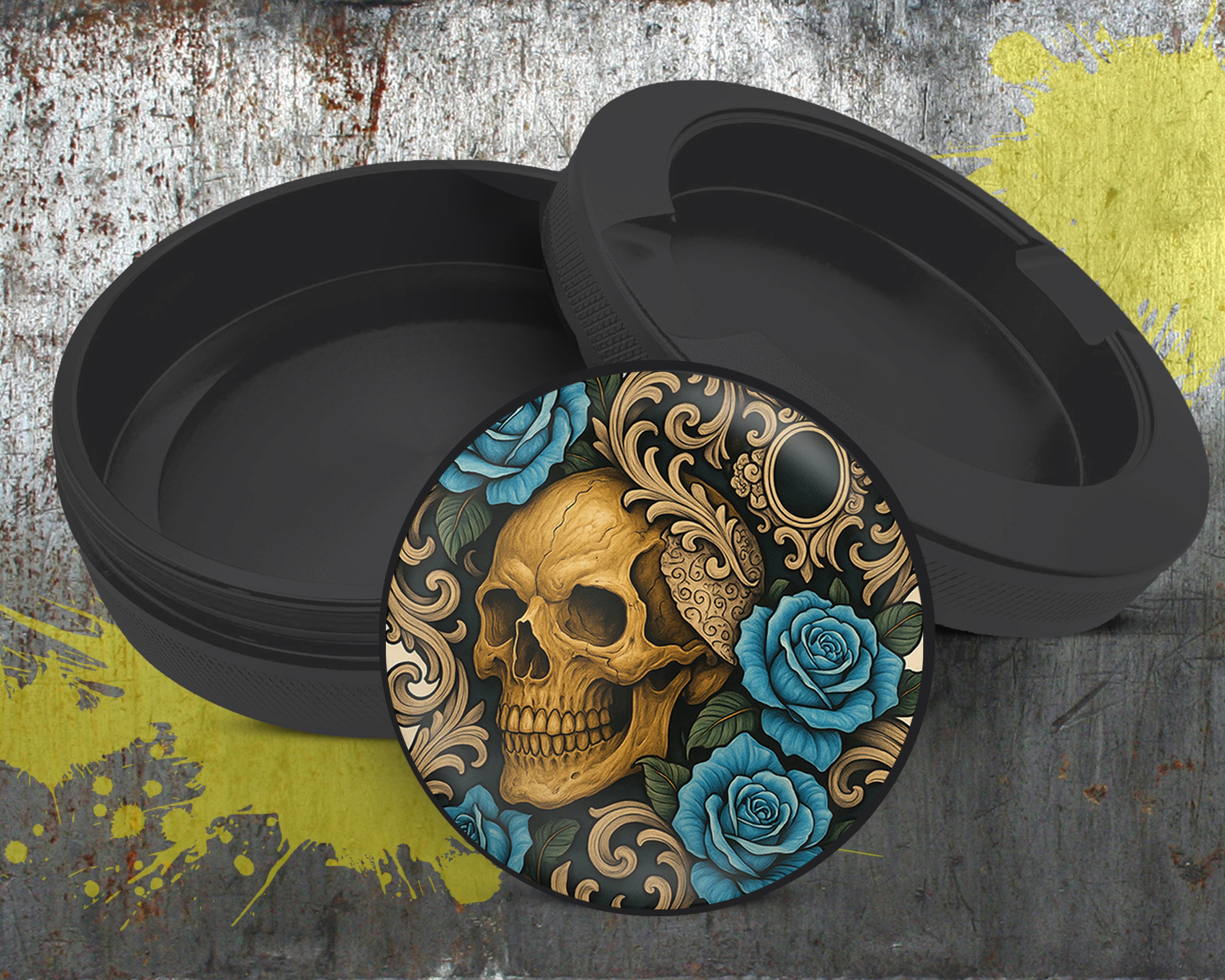 Gothic Skull with Roses and Chains Tattoo Aesthetic Snus Storage Case Bottle Opener