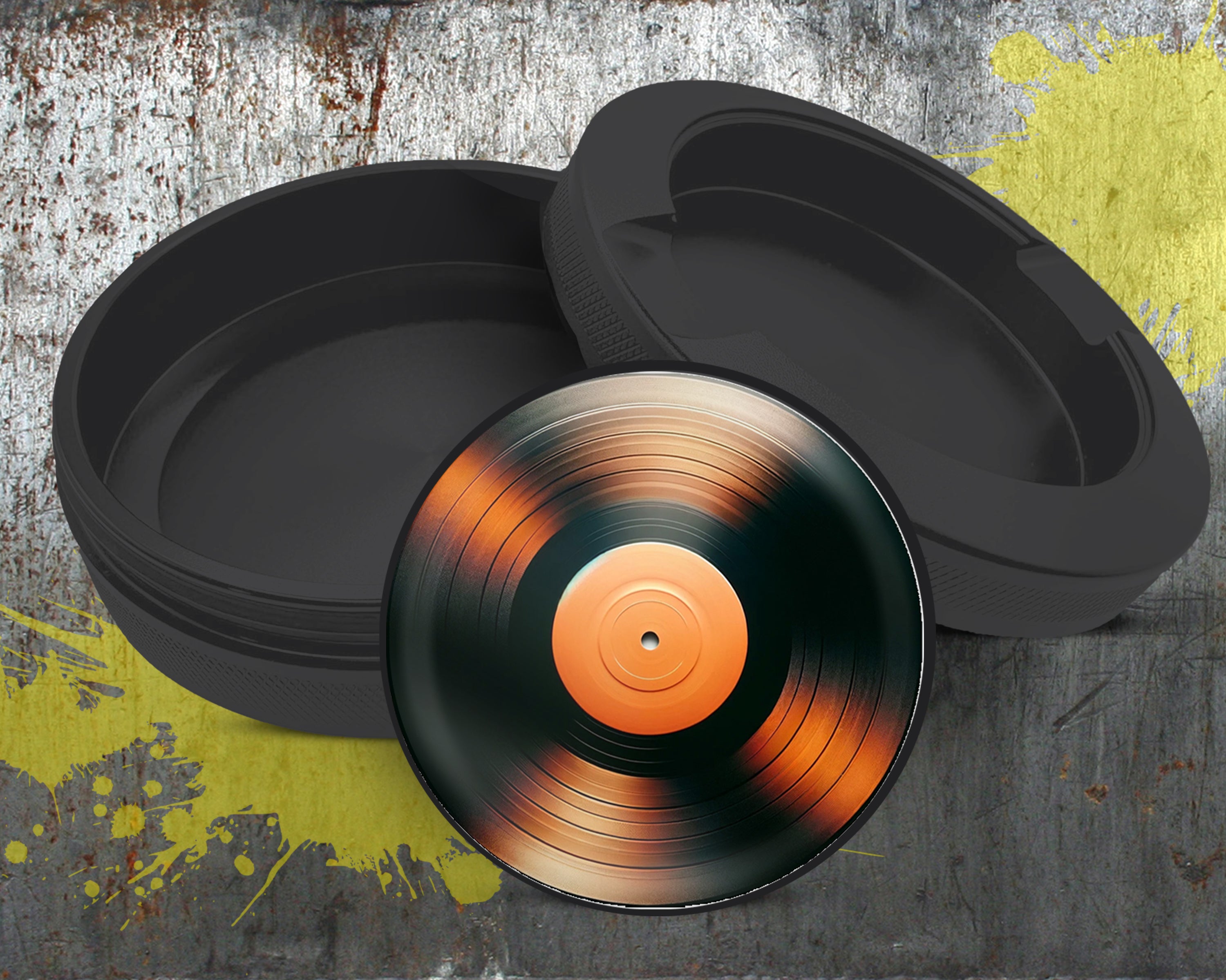 Orange Vinyl Record Snus Storage Case Bottle Opener