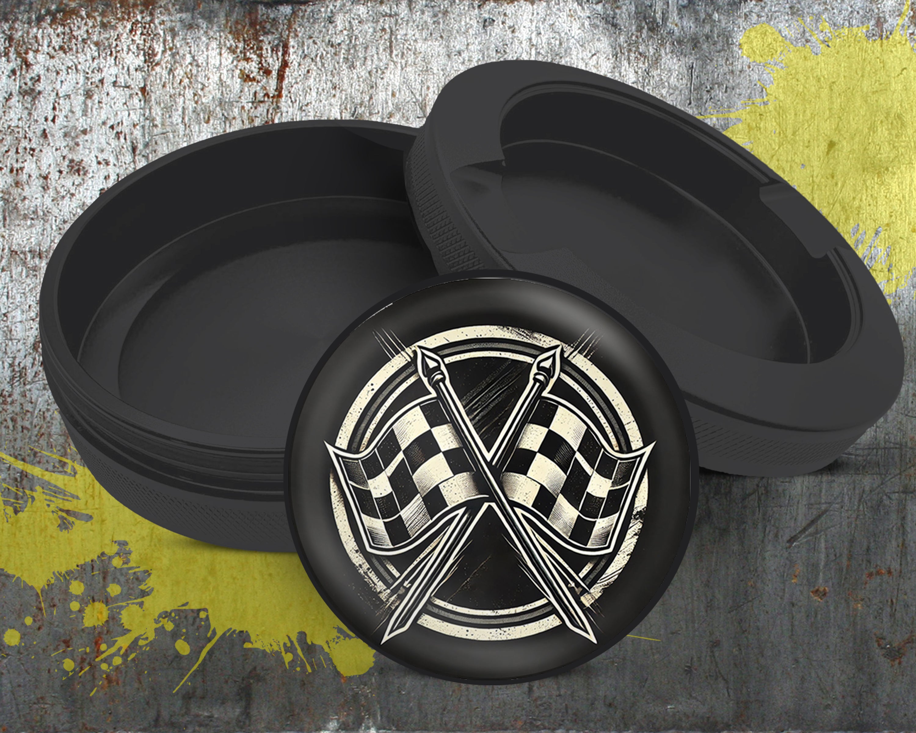 Racing Checkered Flag Snus Storage Case Bottle Opener