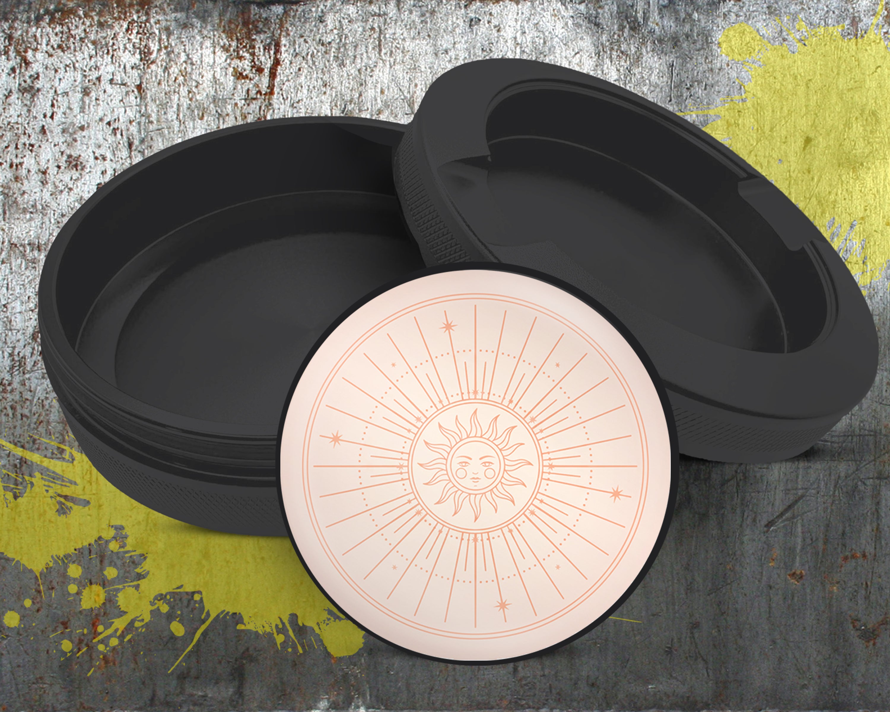 Boho Celestial Sunburst Face Snus Storage Case Bottle Opener