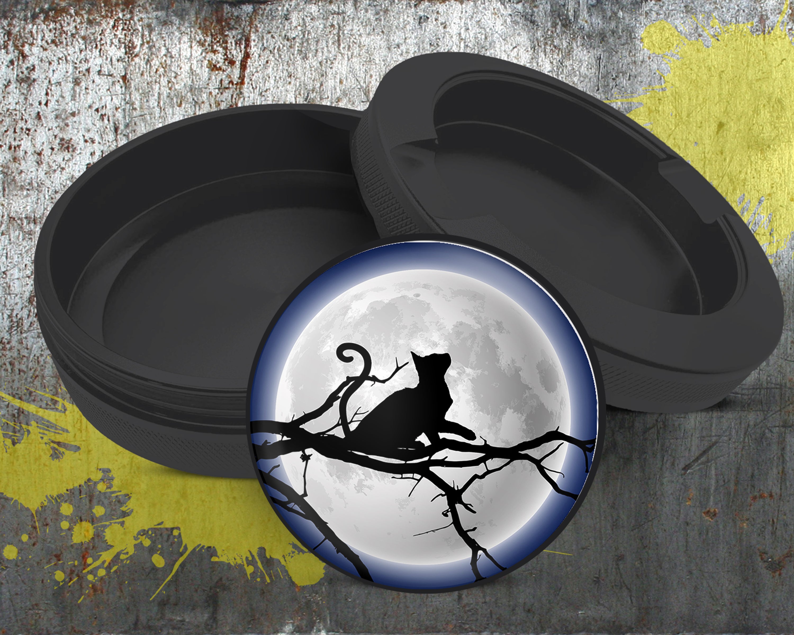 Cat With Full Moon Grinder Snus Storage Case Bottle Opener