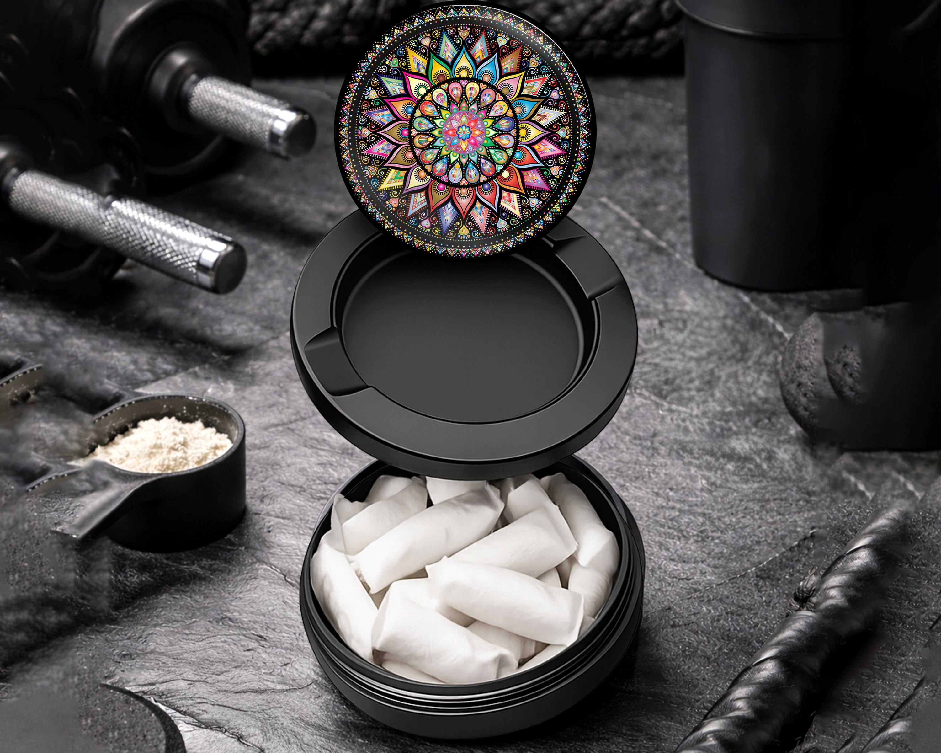 Snus Storage Case Mandala Trippy  Black