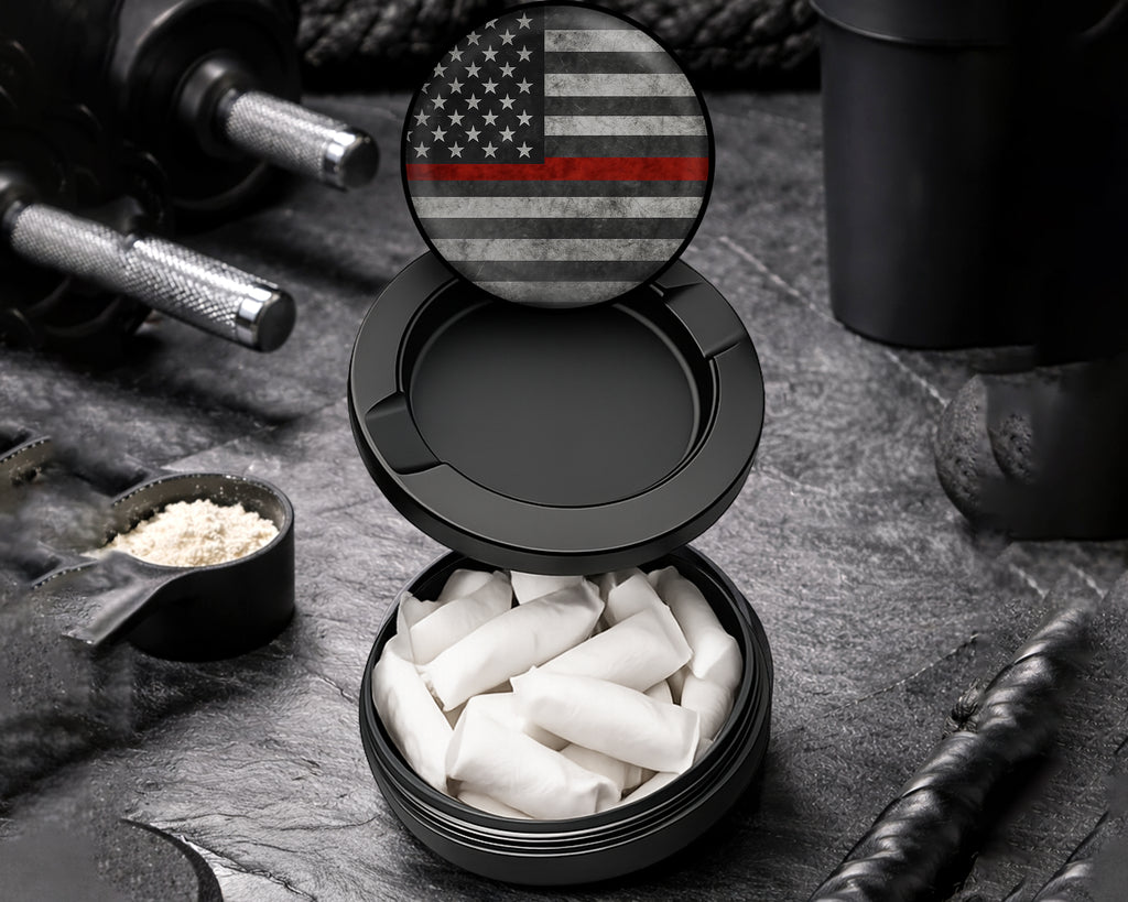 Snus Storage Case Thin Red Line - Support Firefighters Flag Black