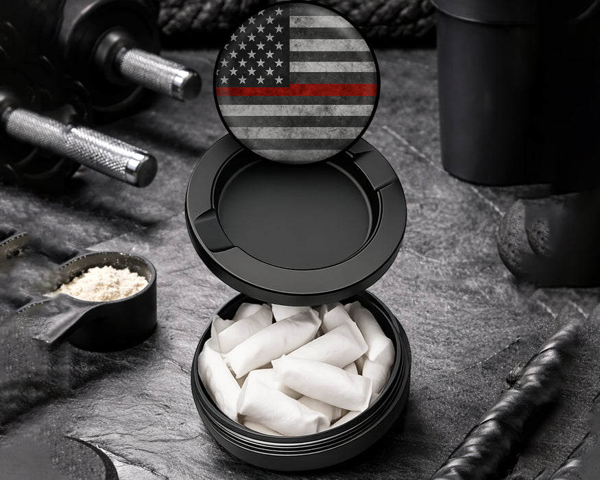 Snus Storage Case Thin Red Line - Support Firefighters Flag Black