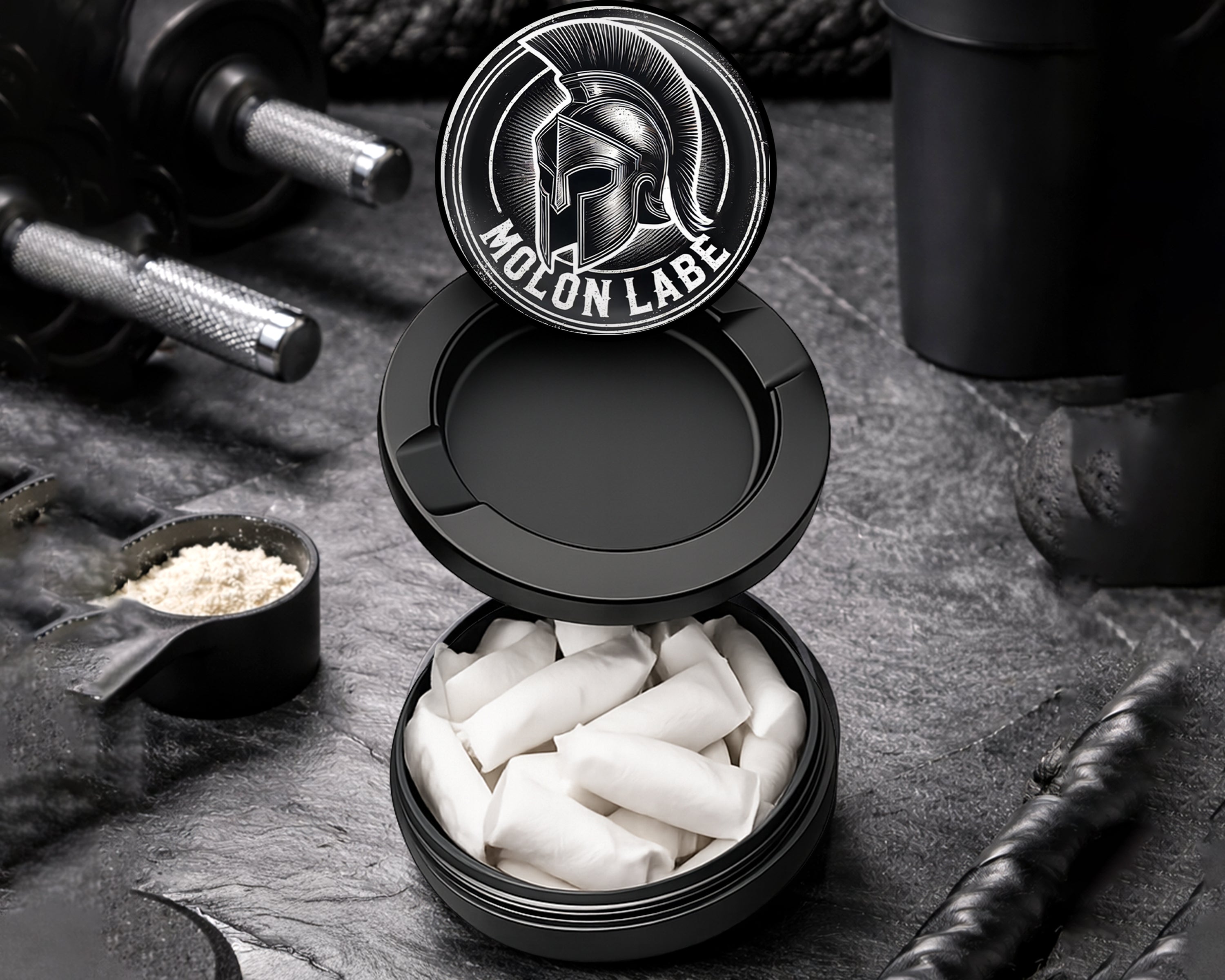 Snus Storage Case Molon Labe Spartan Helmet Black