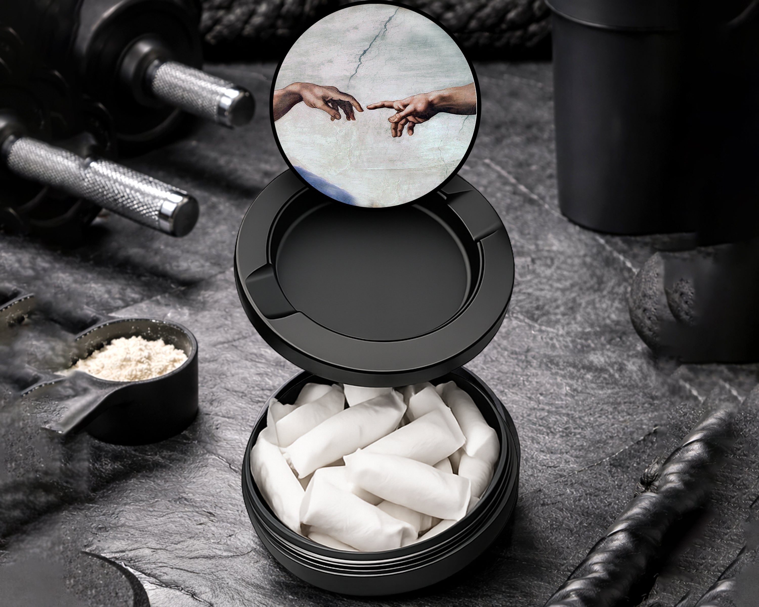 Snus Storage Case Sistine Chapel, Hand of God,Michaelangelo Black