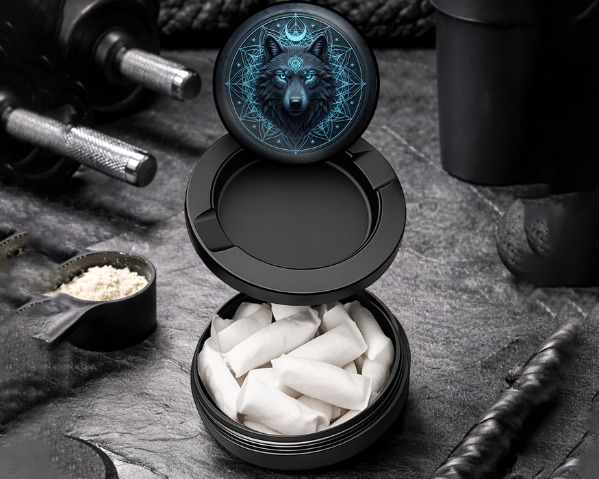 Snus Storage Case Mystic Lunar Wolf Sigil Black