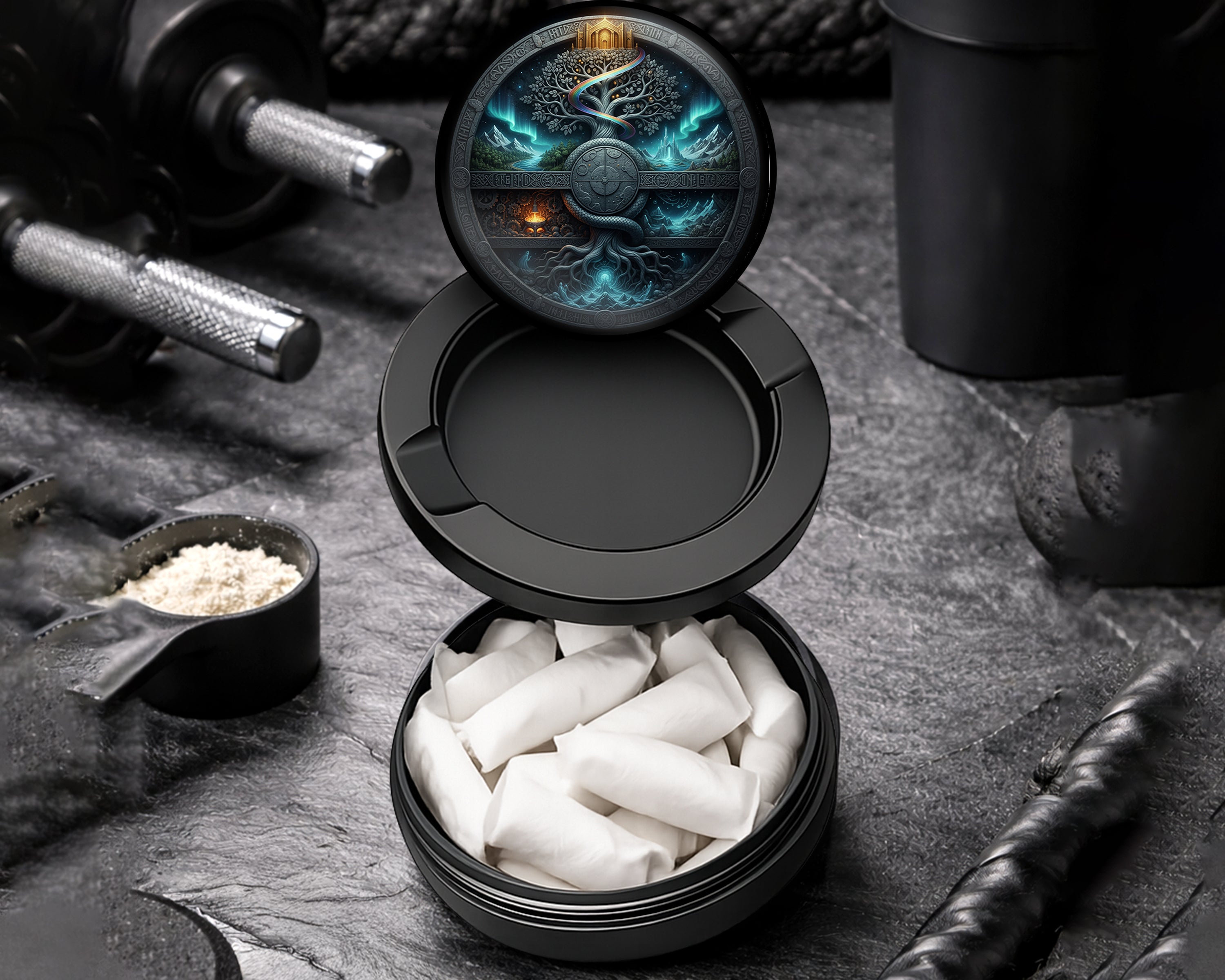 Snus Storage Case Yggdrasil Realms Cosmic Portal Black