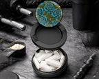 Snus Storage Case Blue Vintage Rose Pattern Traditional Style Black