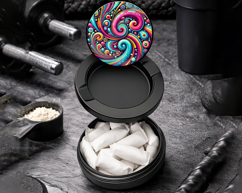 Snus Storage Case Psychedelic, Vibrant Black