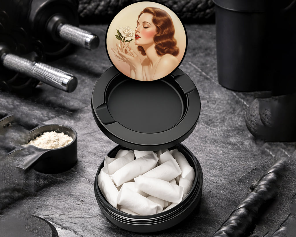 Snus Storage Case Vintage Rose Scented Beauty Black