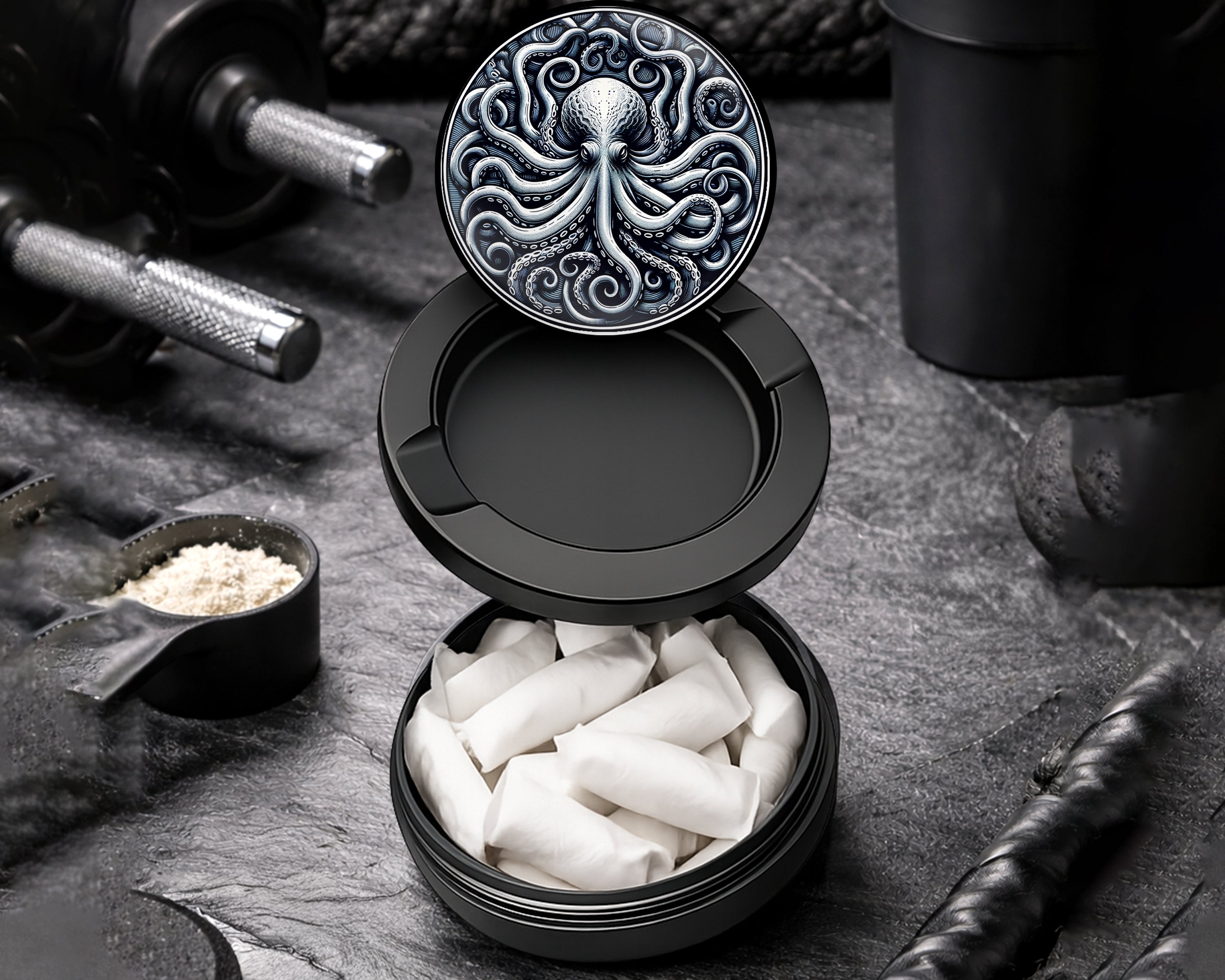 Snus Storage Case Kraken Octopus Black