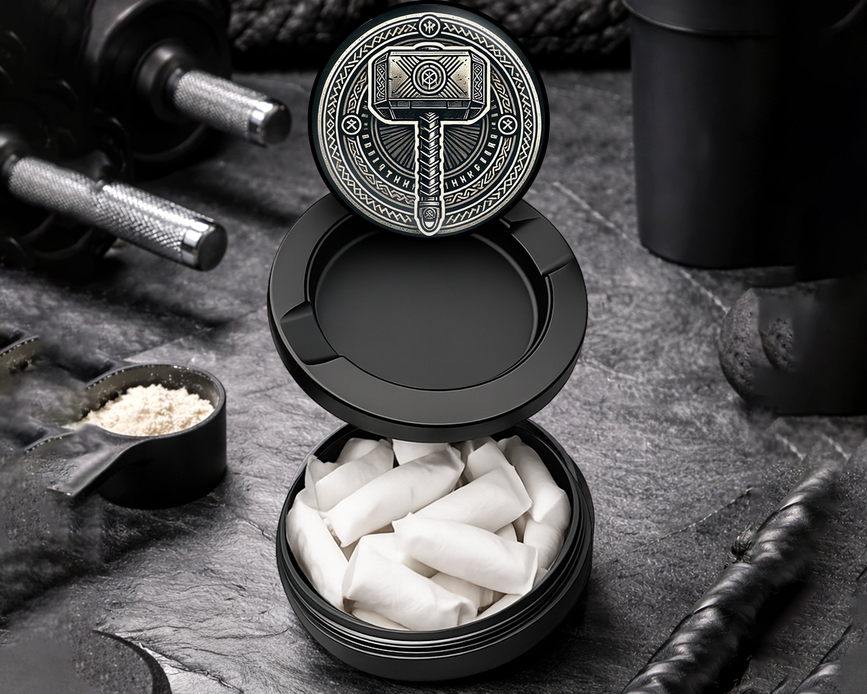 Snus Storage Case Thor's Hammer Mjolnir Black