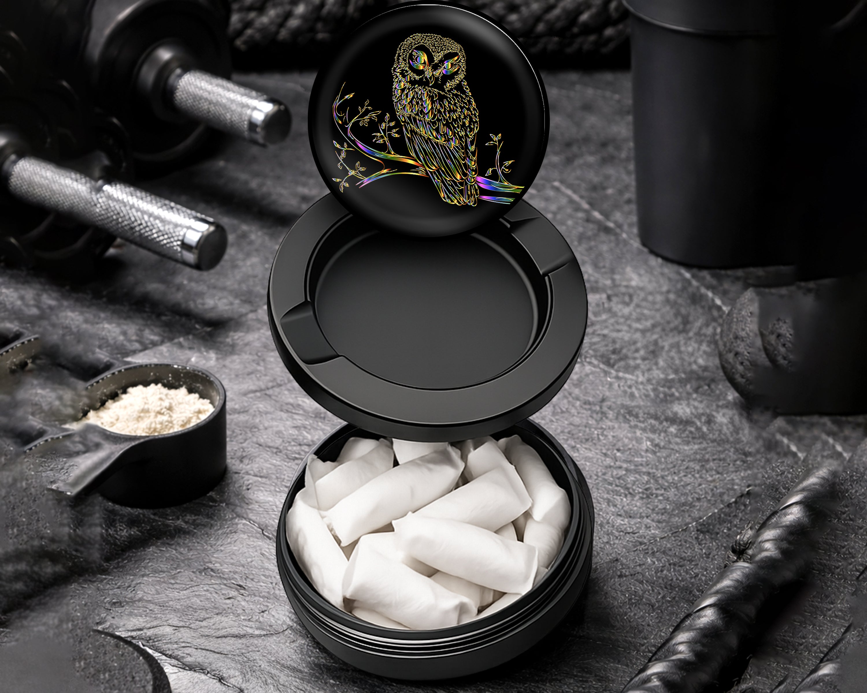 Snus Storage Case Owl Grinder Black
