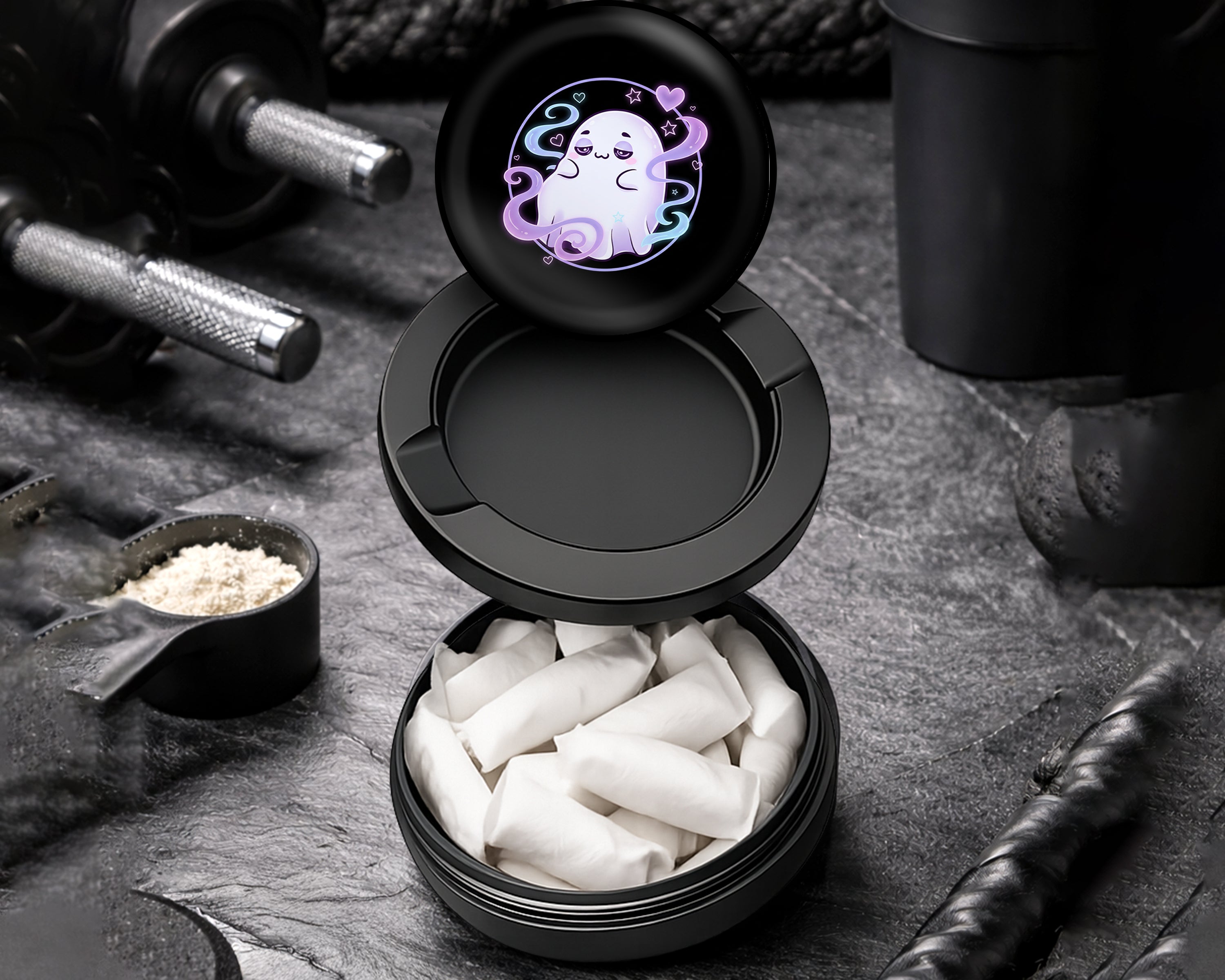 Snus Storage Case Cute Vaporwave Ghost Vibes Black