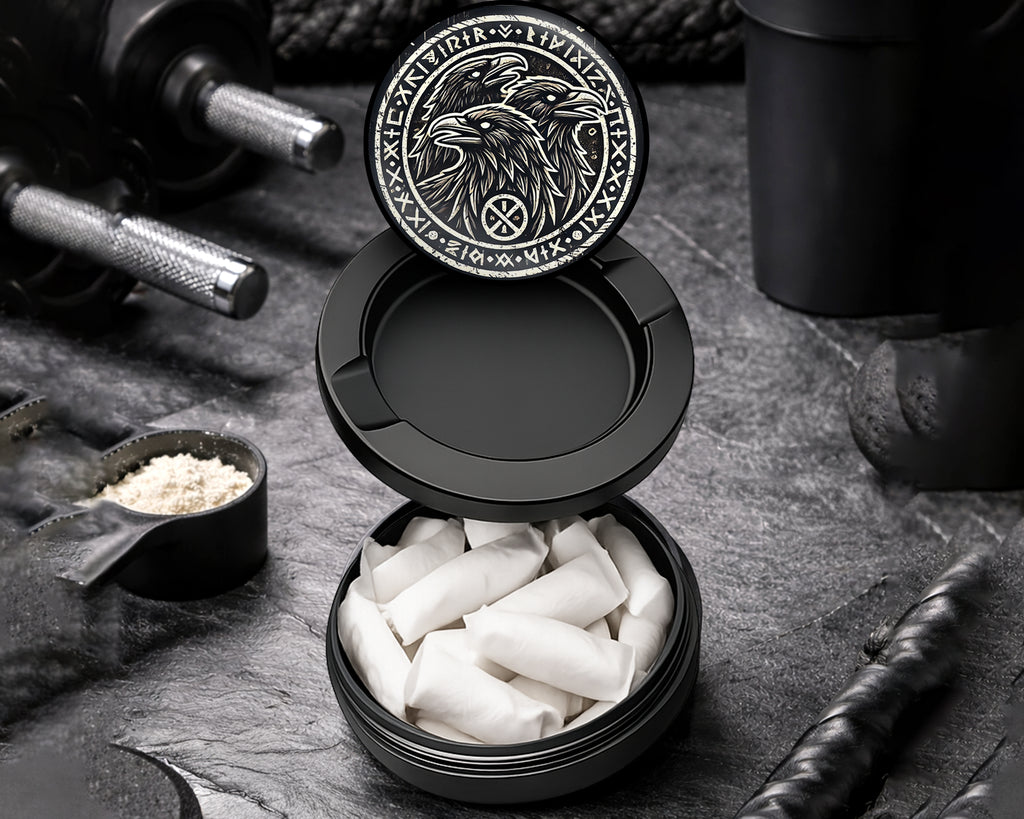 Snus Storage Case Norse Ravens Snus Holder, Huginn, Muninn, and Jack Black
