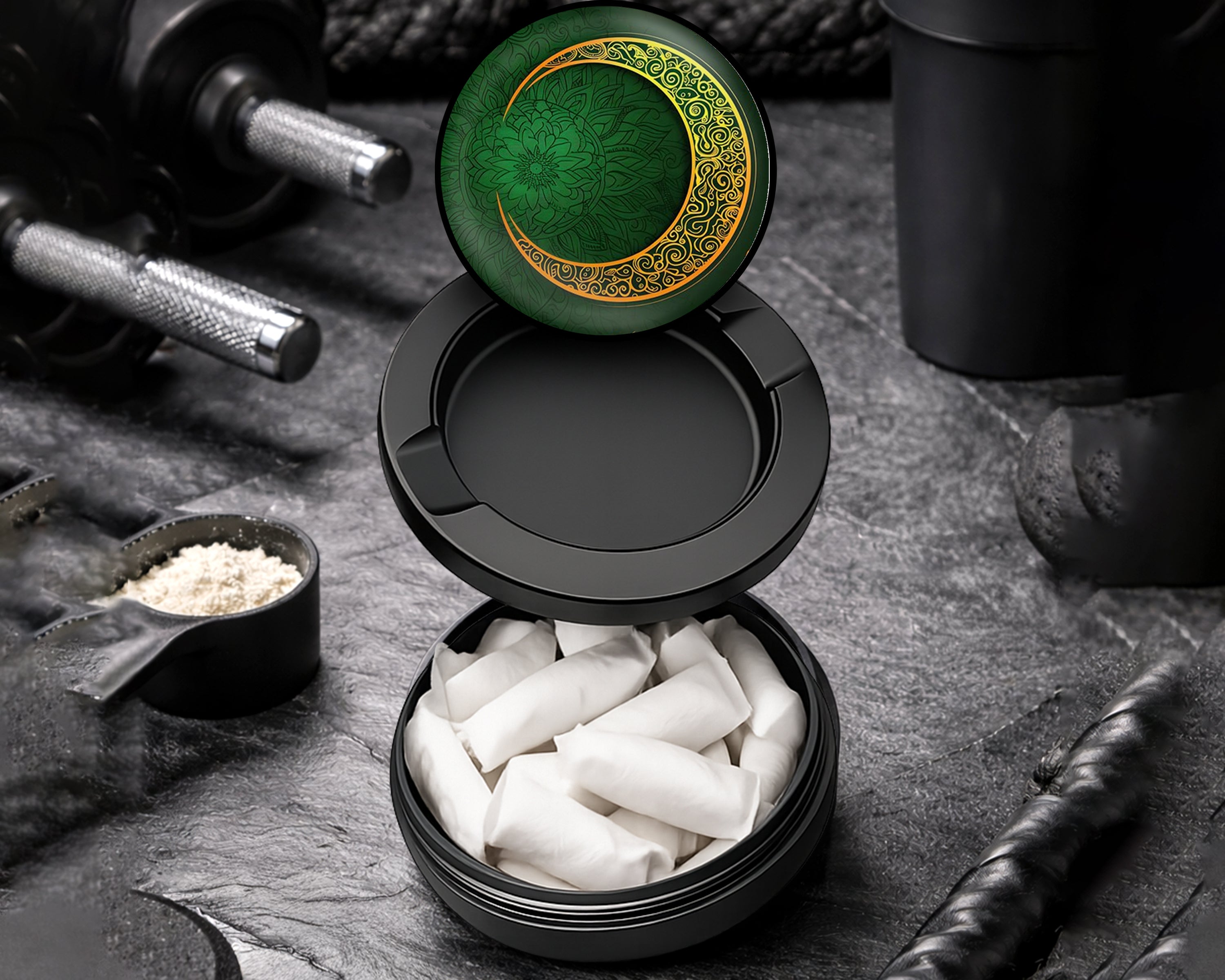 Snus Storage Case Eid Mubarak Crescent Moon With Stars Black