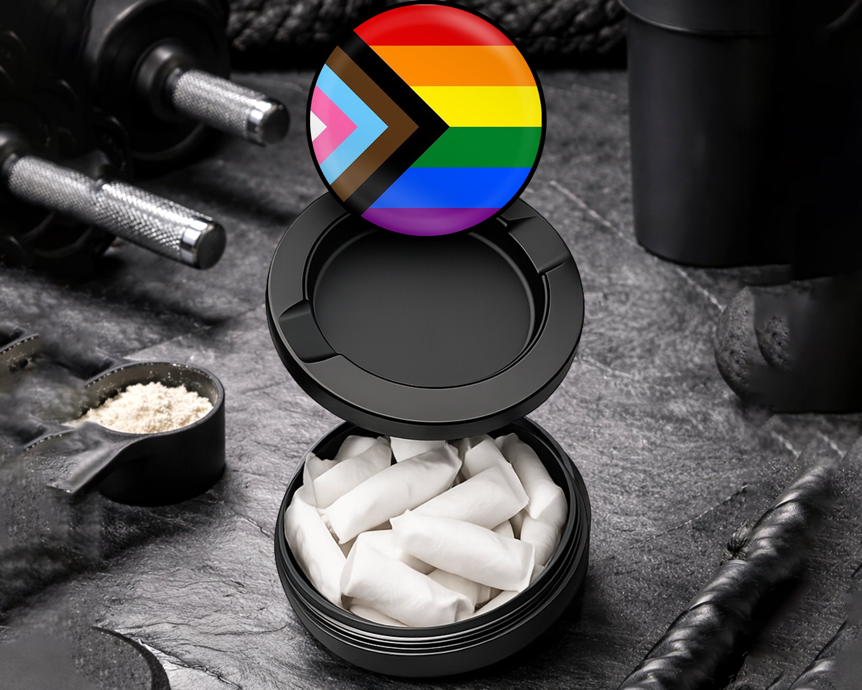 Snus Storage Case Progressive Pride Flag LGBTQ+ Inclusive Black