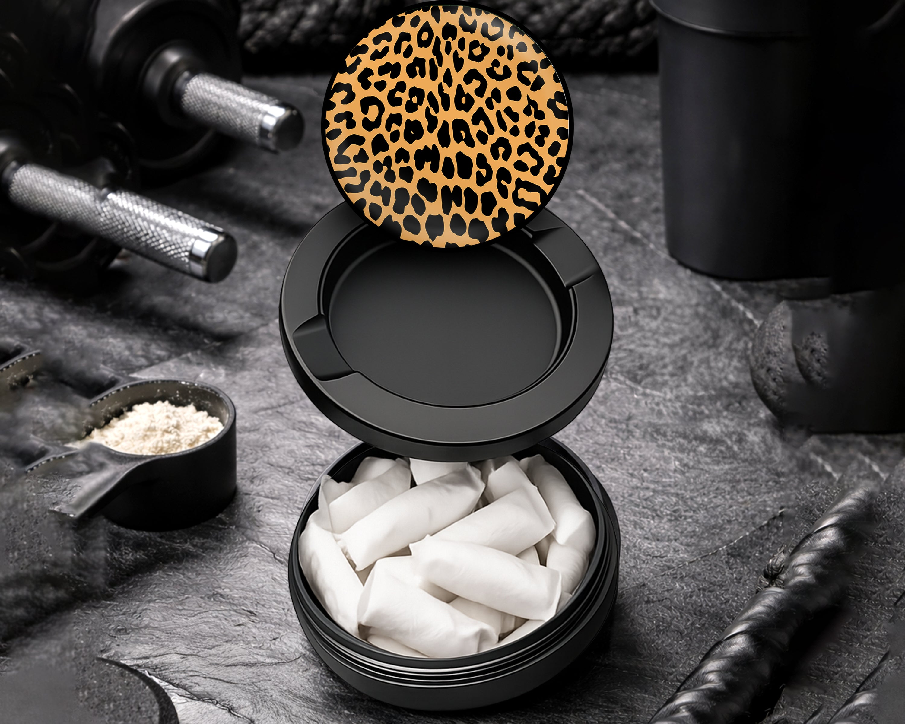 Snus Storage Case Leopard Print Black