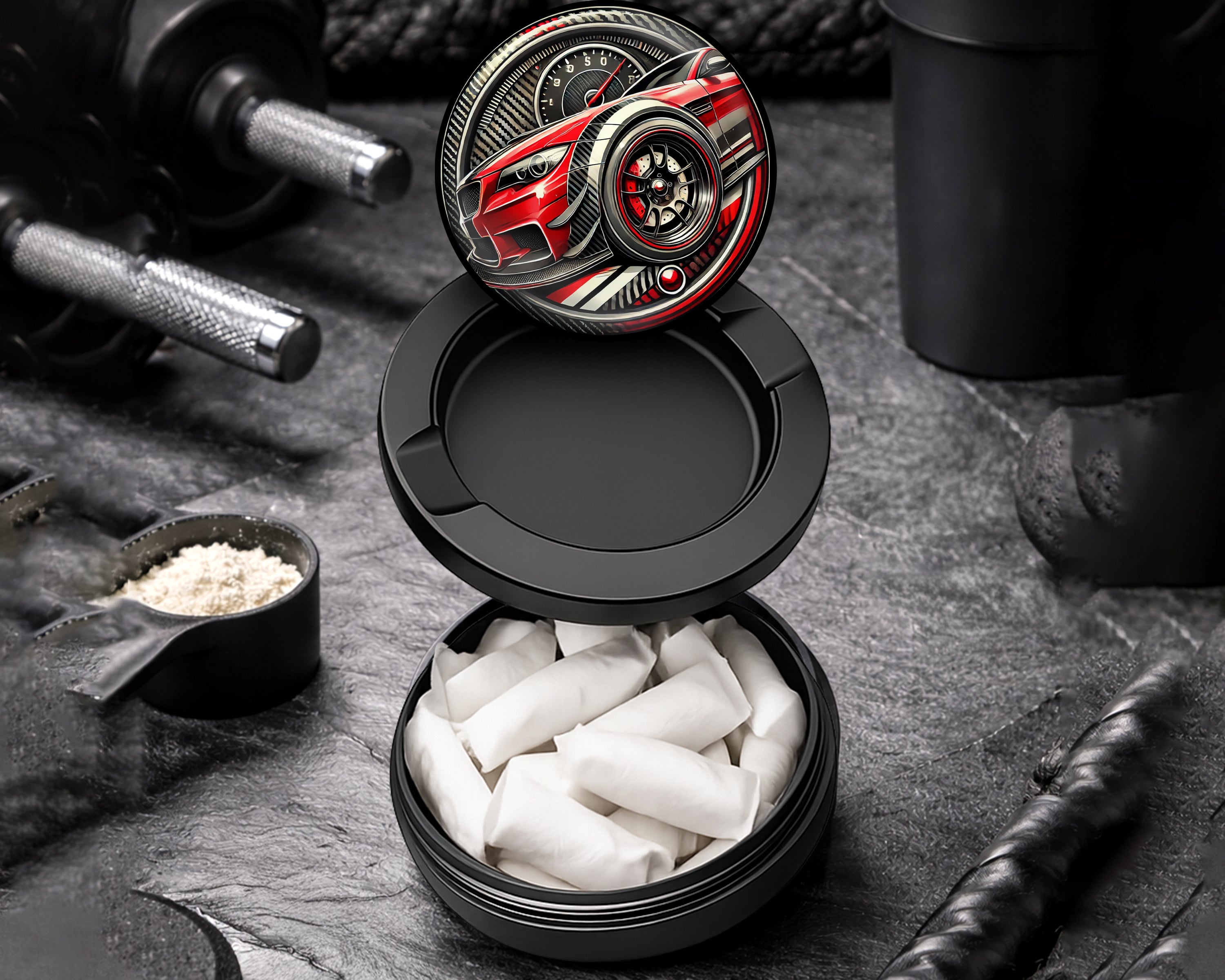 Snus Storage Case Racing Stripes Black
