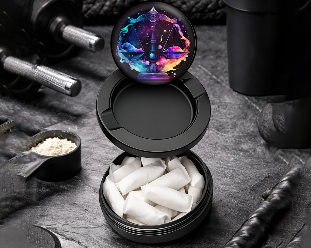 Snus Storage Case Libra Zodiac Sign Gift, Birth Sign Black