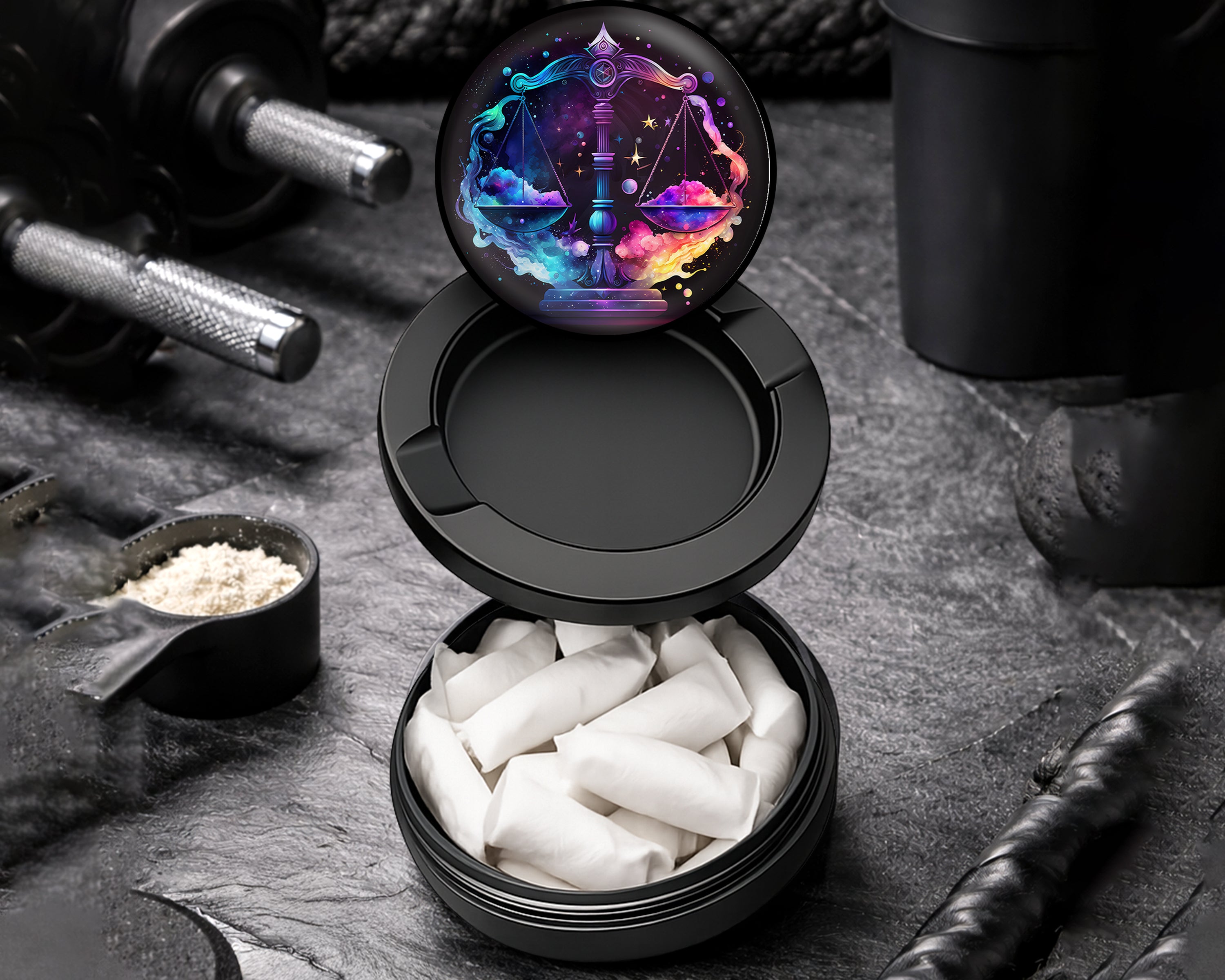 Snus Storage Case Libra Zodiac Sign Gift, Birth Sign Black