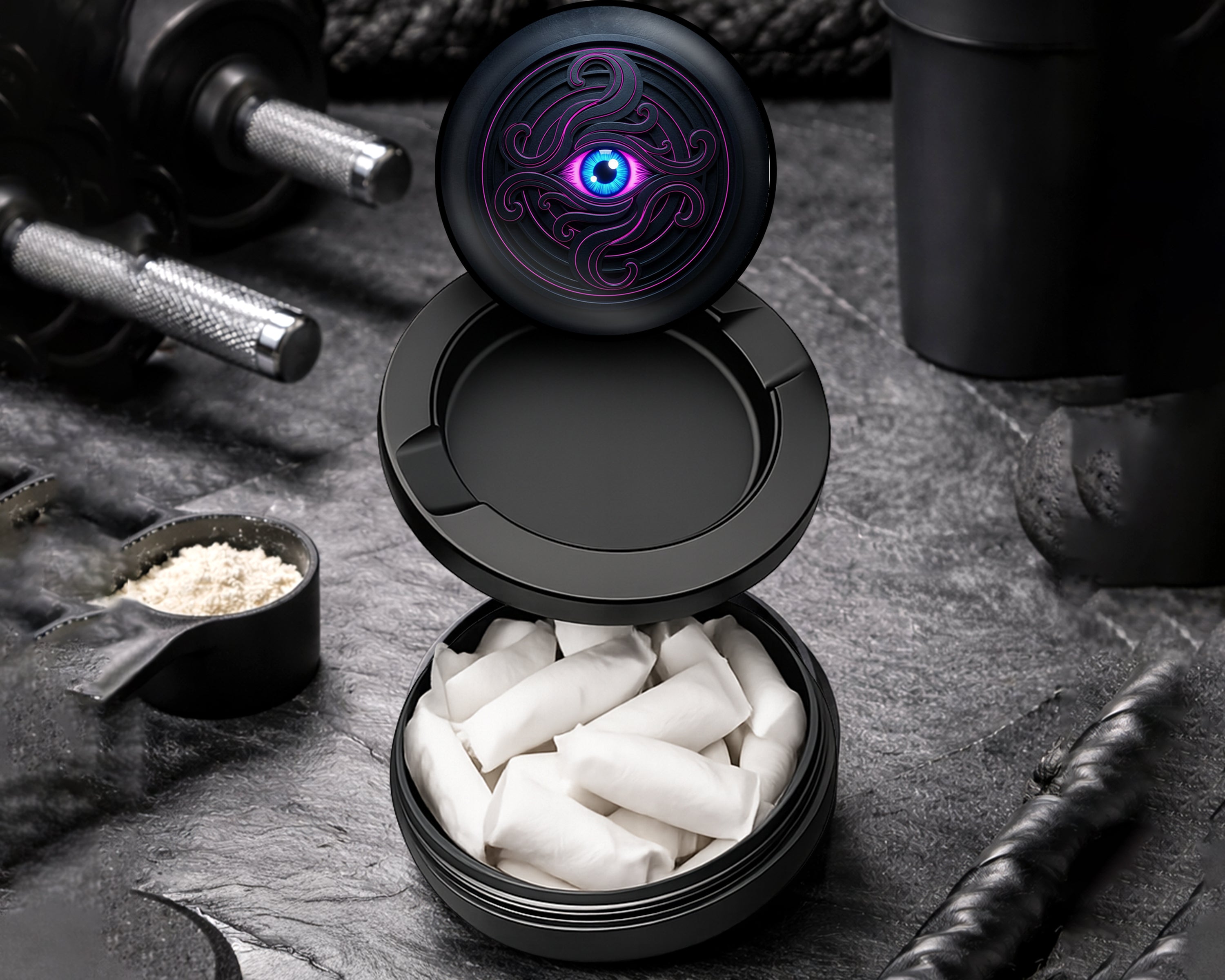 Snus Storage Case Neon Eye Chaos Sigil Black
