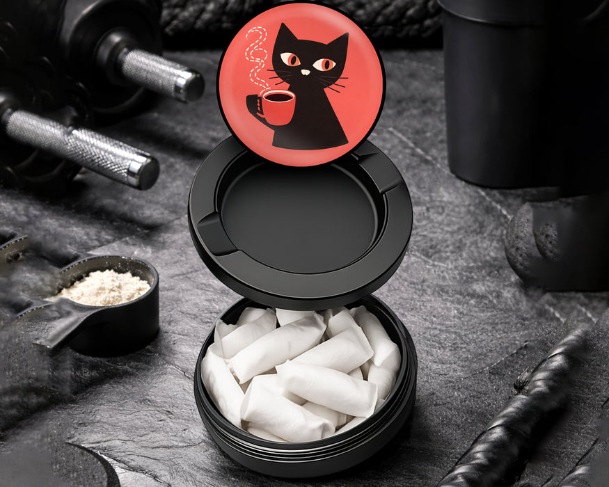 Snus Storage Case Retro Cat Minimalist Black