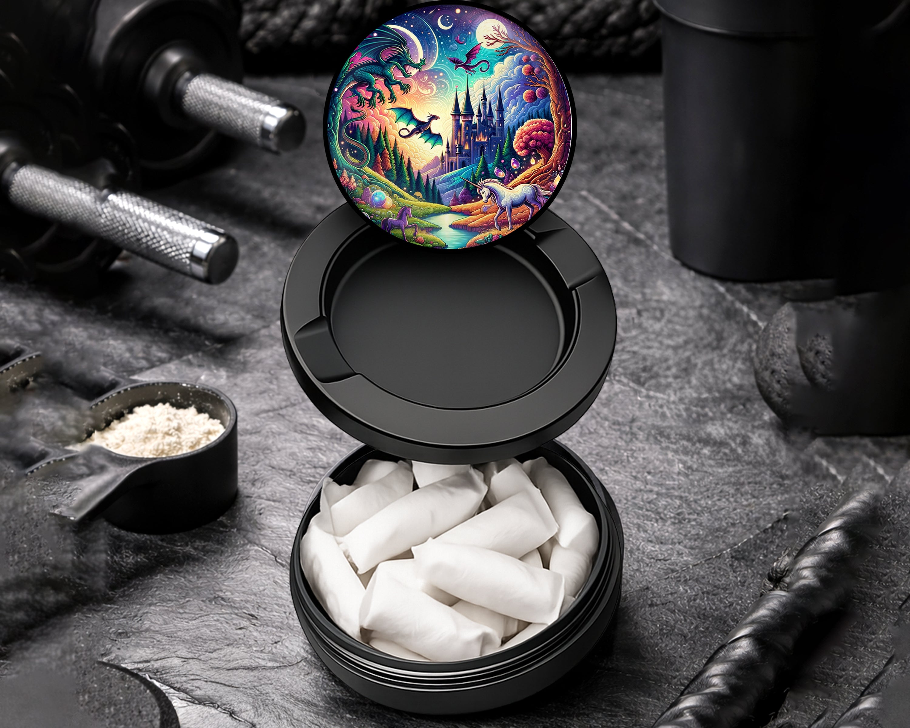 Snus Storage Case Dragon Mythical Fantasy Black